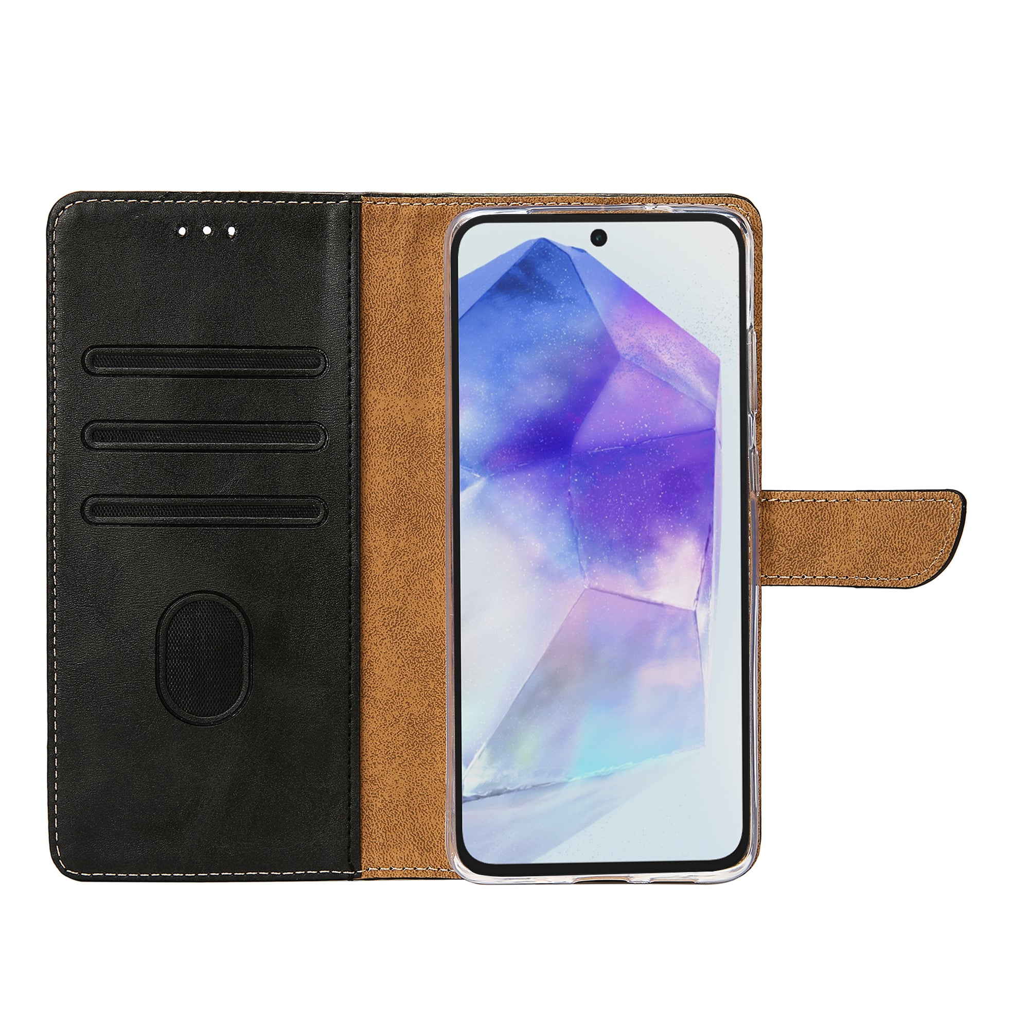 Rixus Bookcase For Samsung Galaxy A55 5G Black