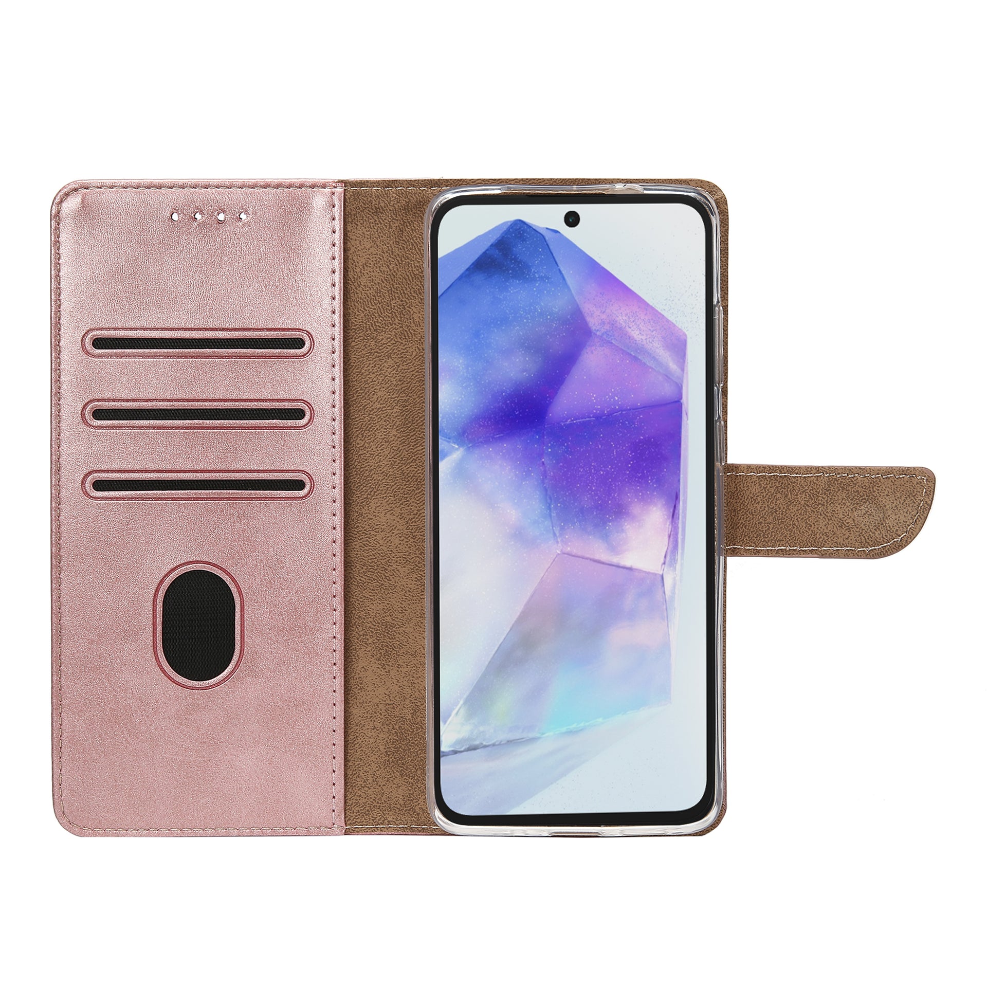 Rixus Bookcase For Samsung Galaxy A55 5G Pink
