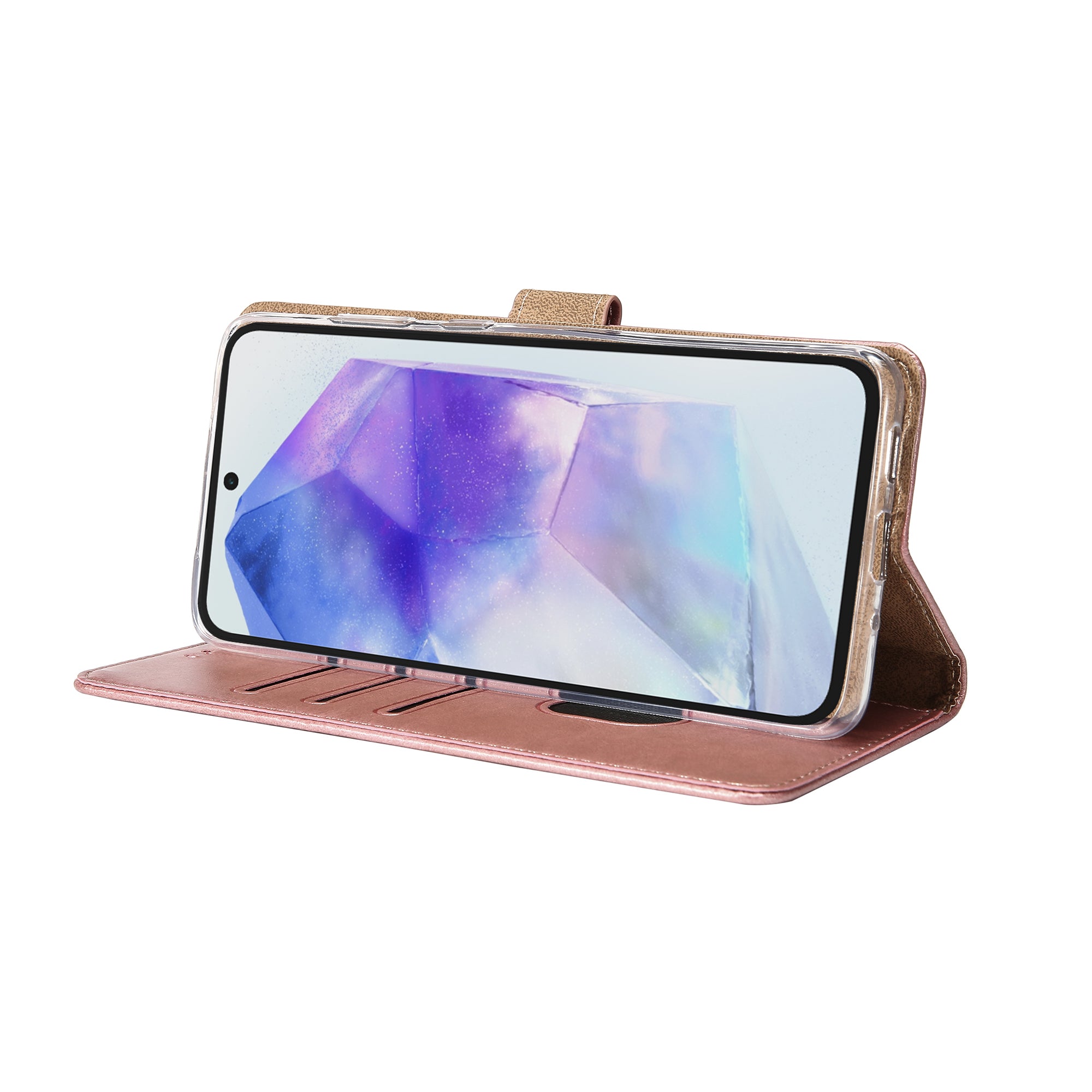 Rixus Bookcase For Samsung Galaxy A55 5G Pink