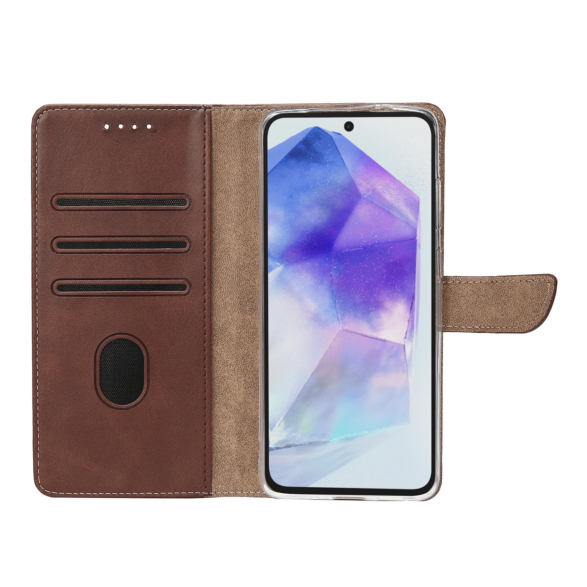 Rixus Bookcase For Samsung Galaxy A55 5G Brown