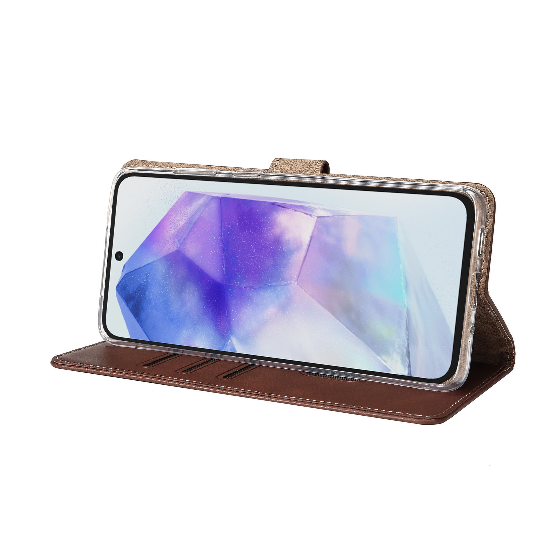 Rixus Bookcase For Samsung Galaxy A55 5G Brown