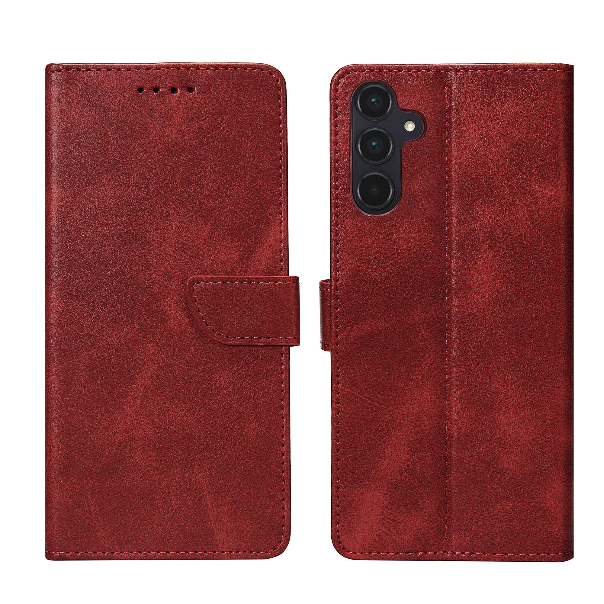 Rixus Bookcase For Samsung Galaxy A55 5G Dark Red