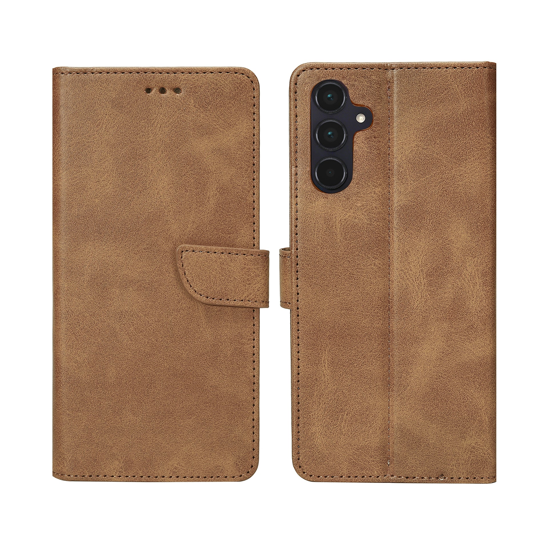Rixus Bookcase For Samsung Galaxy A55 5G Light Brown