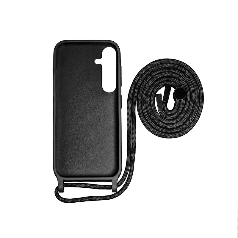 Rixus For Samsung Galaxy A15 5G A156B TPU Necklace Cord Cover Black