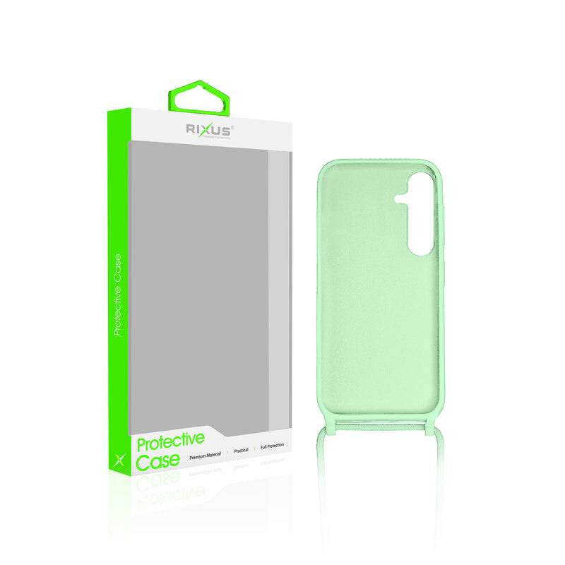 Rixus For Samsung Galaxy A15 5G A156B TPU Necklace Cord Cover Matcha
