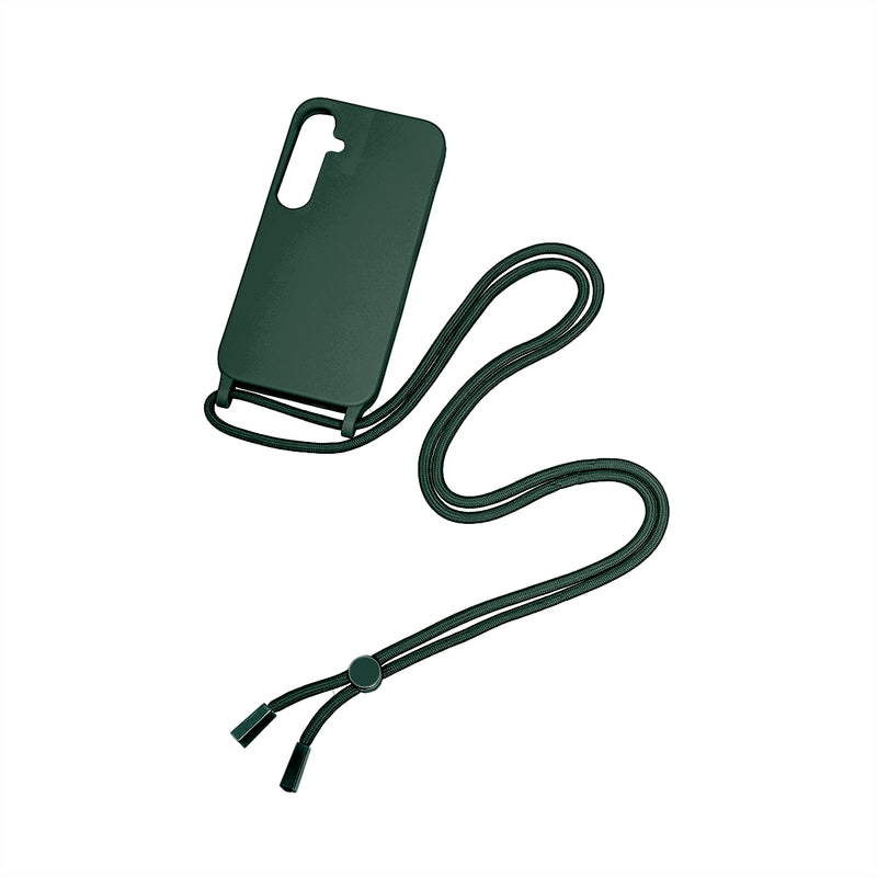 Rixus For Samsung Galaxy A15 5G A156B TPU Necklace Cord Cover Dark Green
