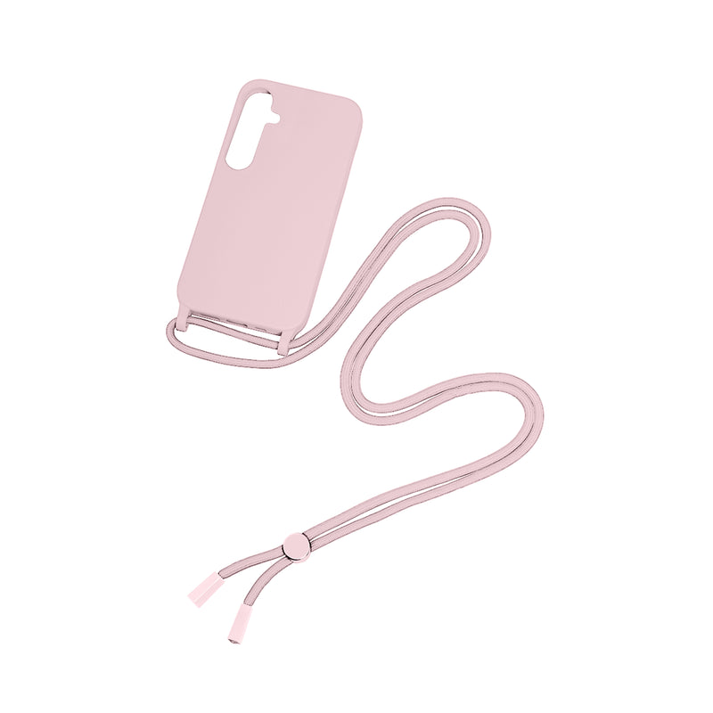 Rixus For Samsung Galaxy A35 5G A356B TPU Necklace Cord Cover Pink