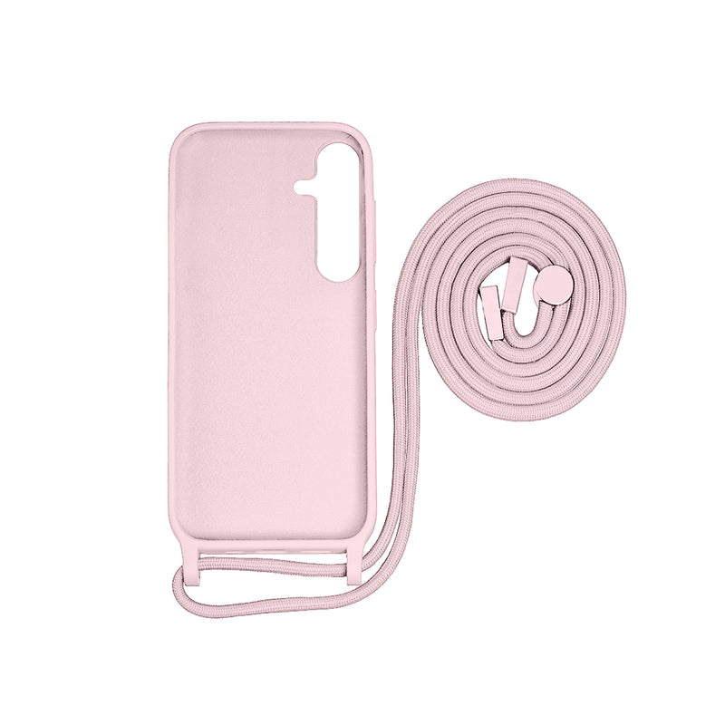 Rixus For Samsung Galaxy A35 5G A356B TPU Necklace Cord Cover Pink