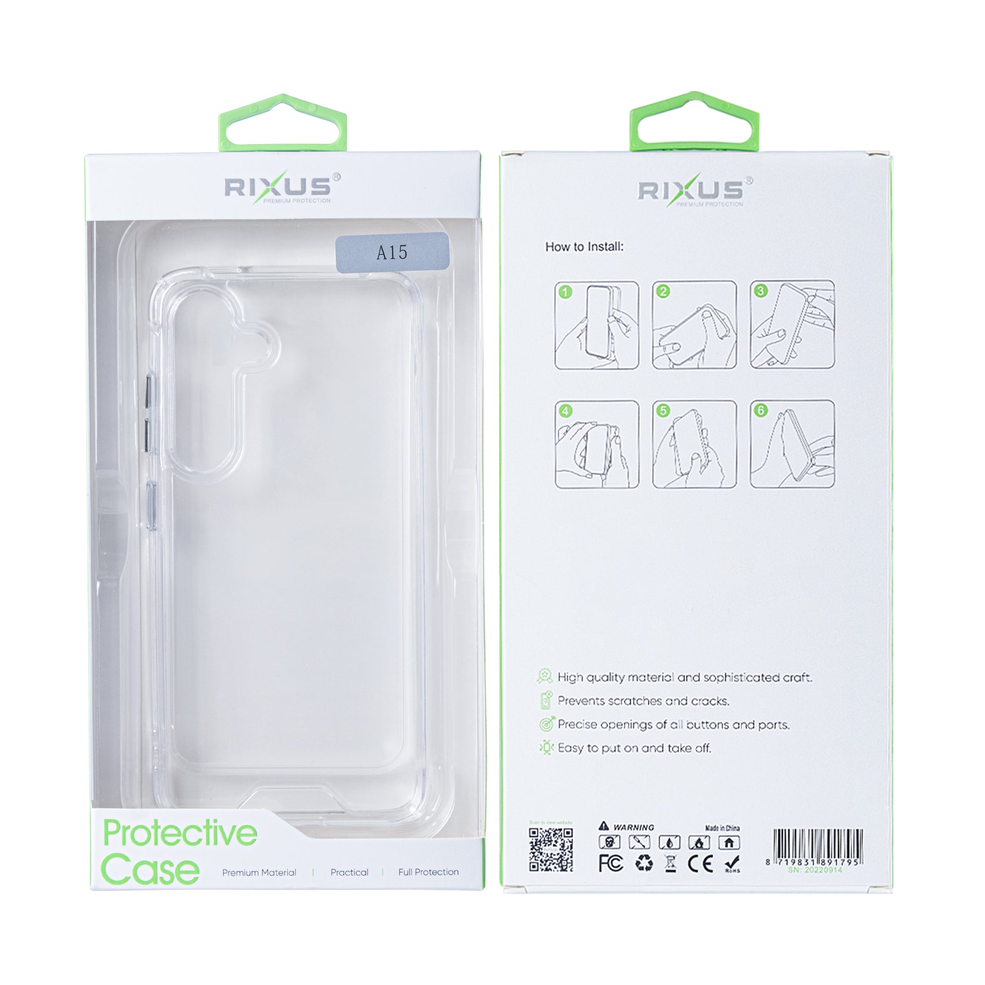 Rixus Anti Shock Case TPU For Samsung Galaxy A15 5G Transparent