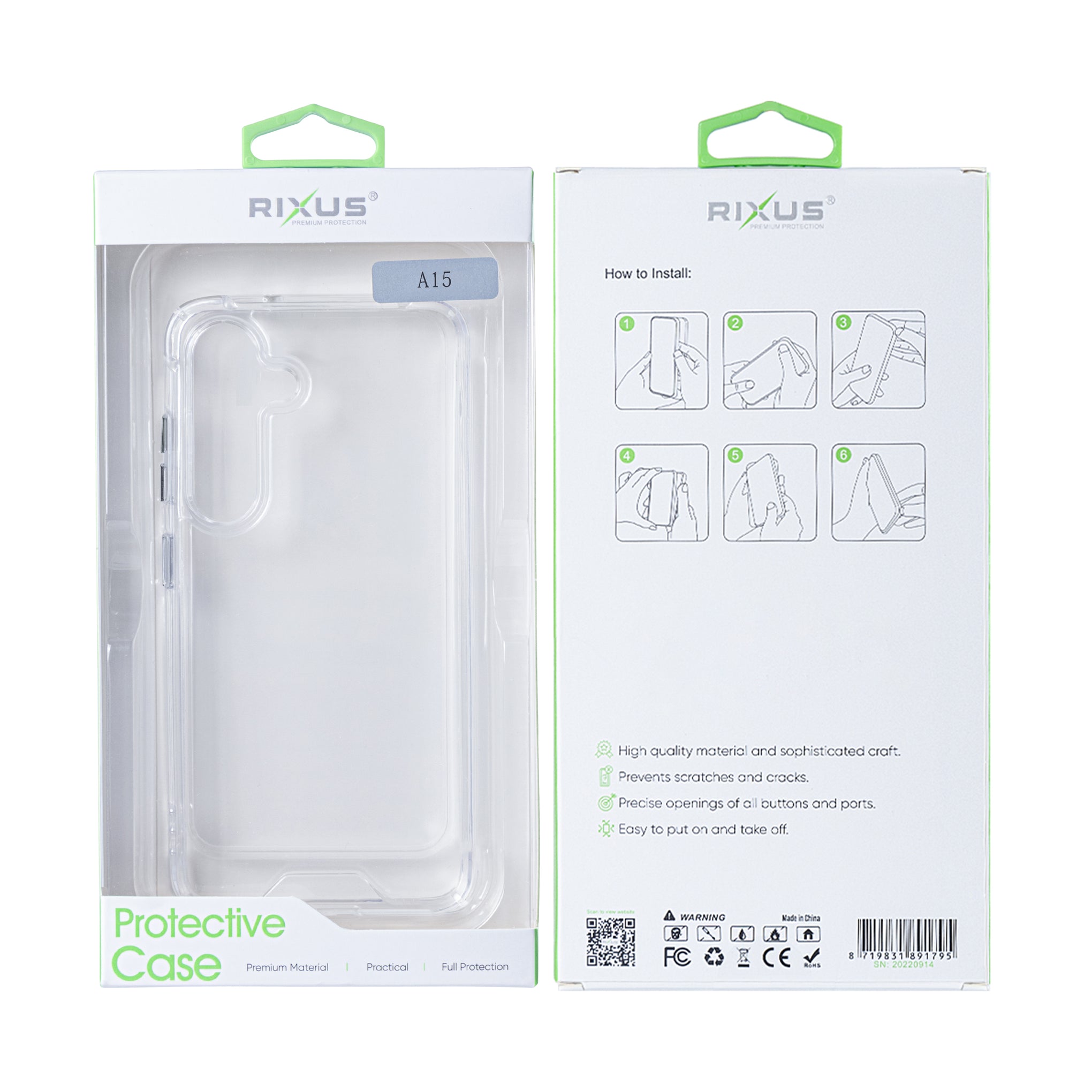 Rixus Anti Shock Case TPU For Samsung Galaxy A15 5G Transparent