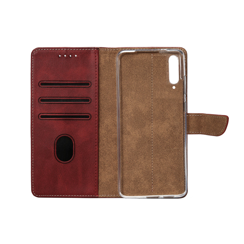 Rixus Bookcase For Samsung Galaxy A7 Dark Red
