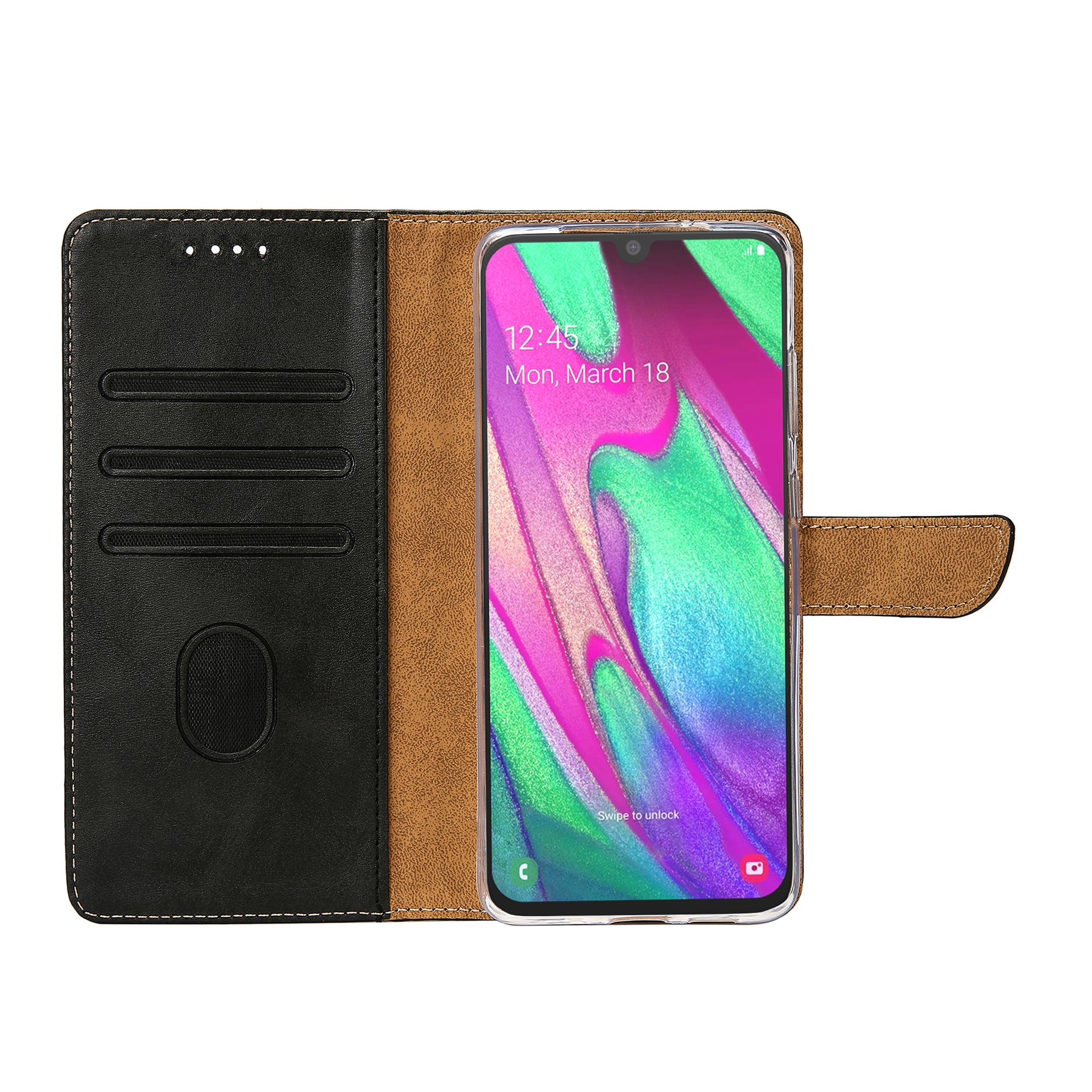 Rixus Bookcase For Samsung Galaxy A40 Black