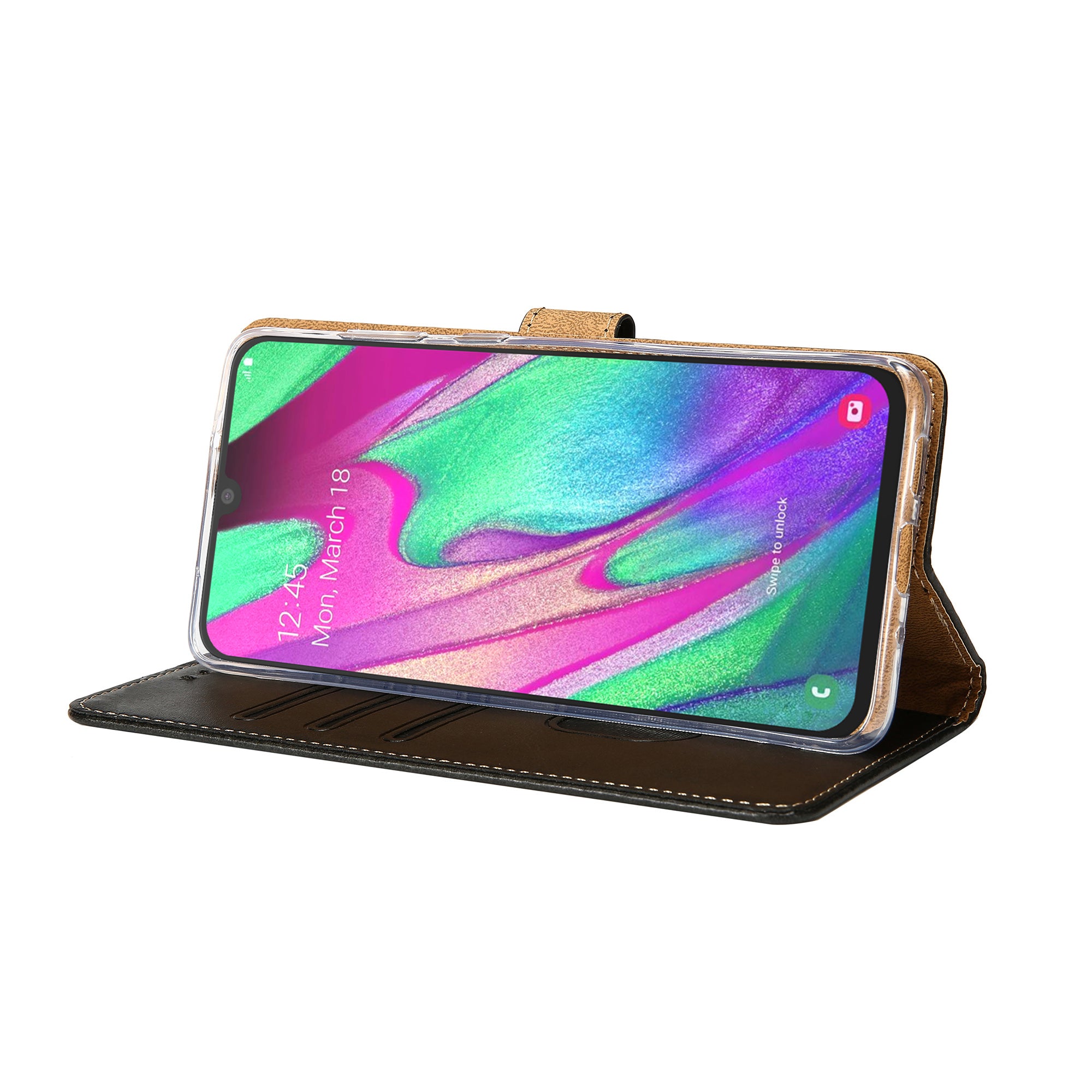 Rixus Bookcase For Samsung Galaxy A40 Black