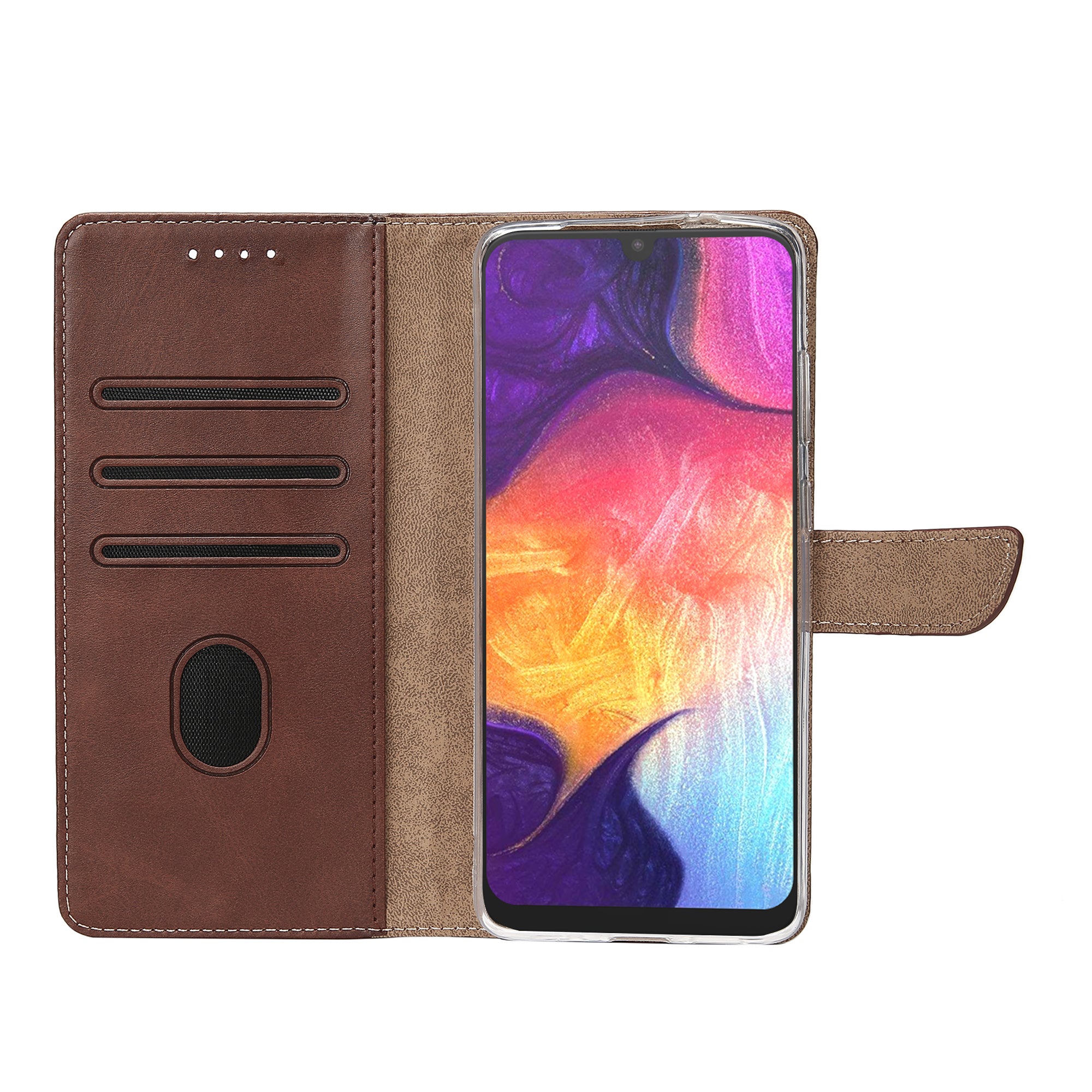 Rixus Bookcase For Samsung Galaxy A50 Brown