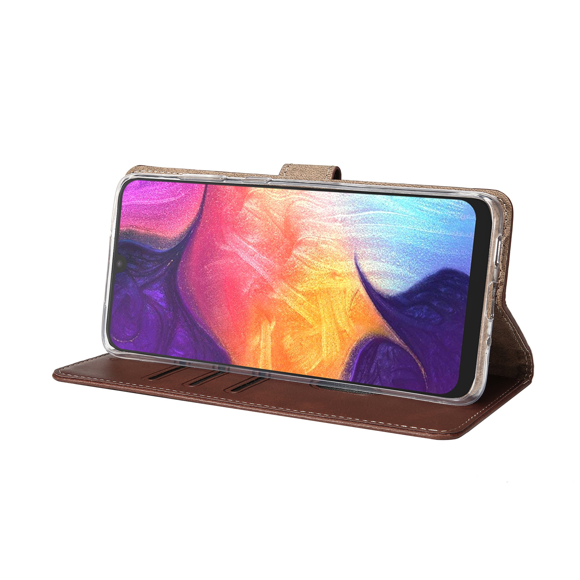 Rixus Bookcase For Samsung Galaxy A50 Brown