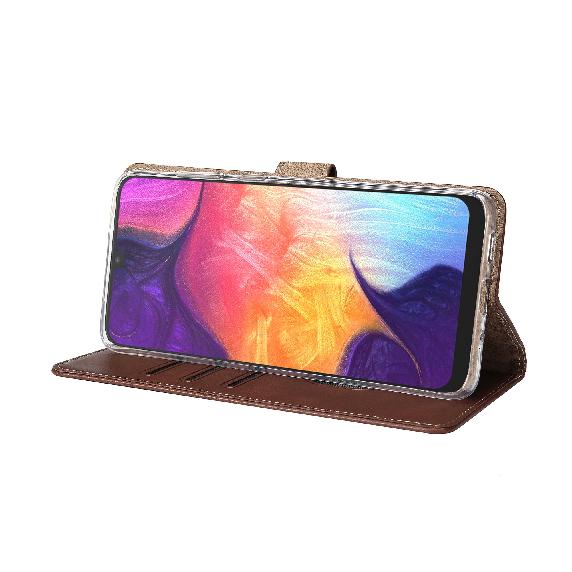 Rixus Bookcase For Samsung Galaxy A50 Brown