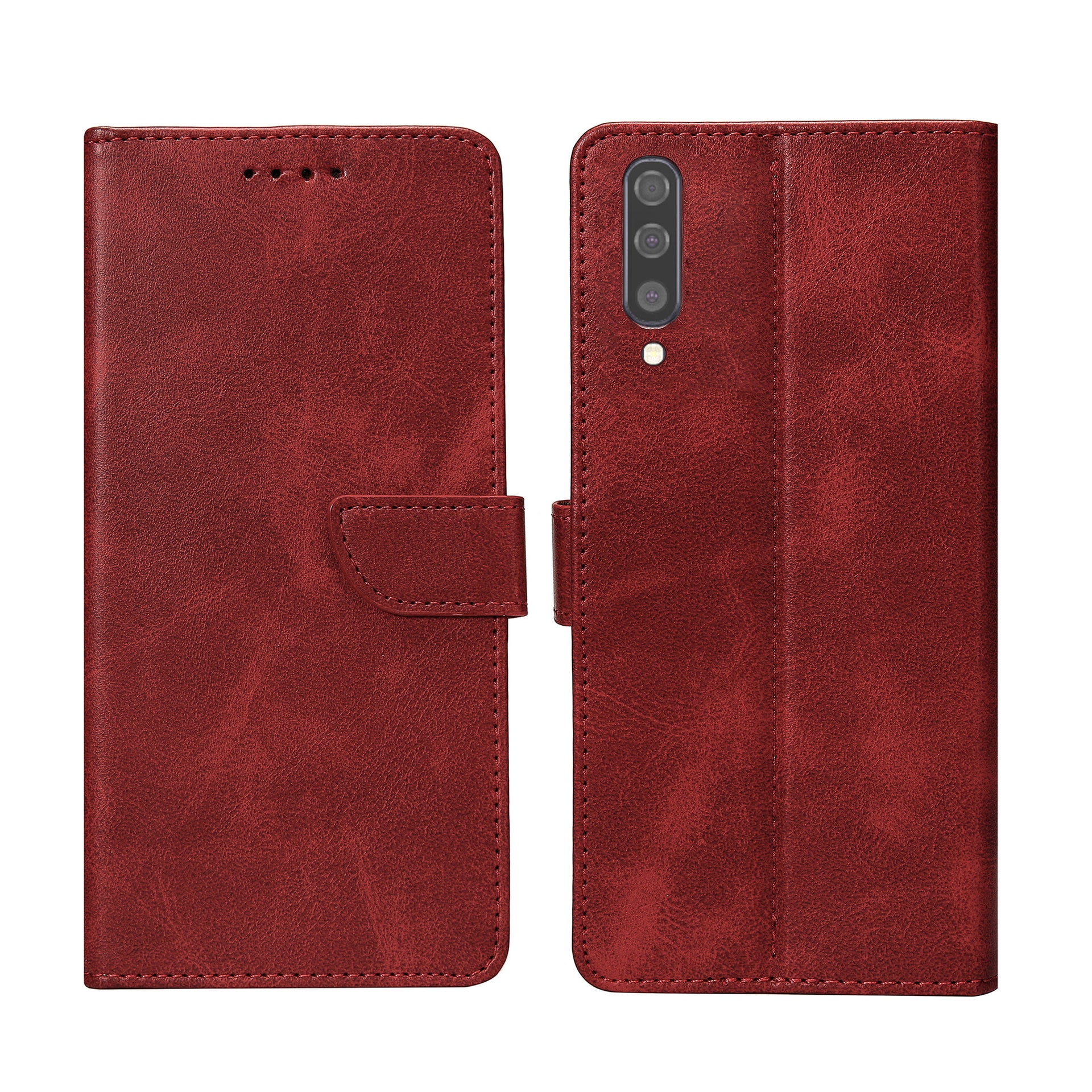 Rixus Bookcase For Samsung Galaxy A50 Dark Red