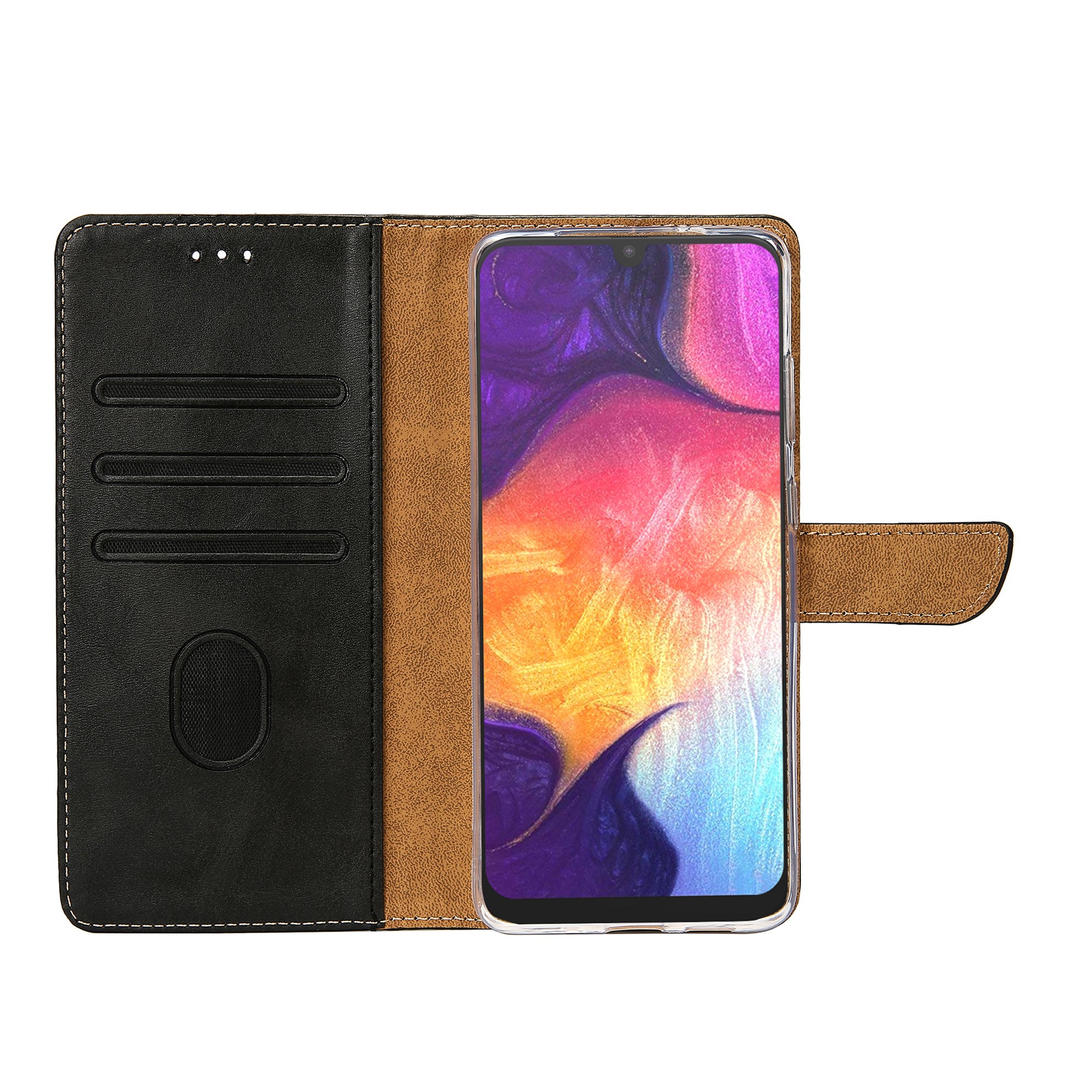Rixus Bookcase For Samsung Galaxy A50 Black