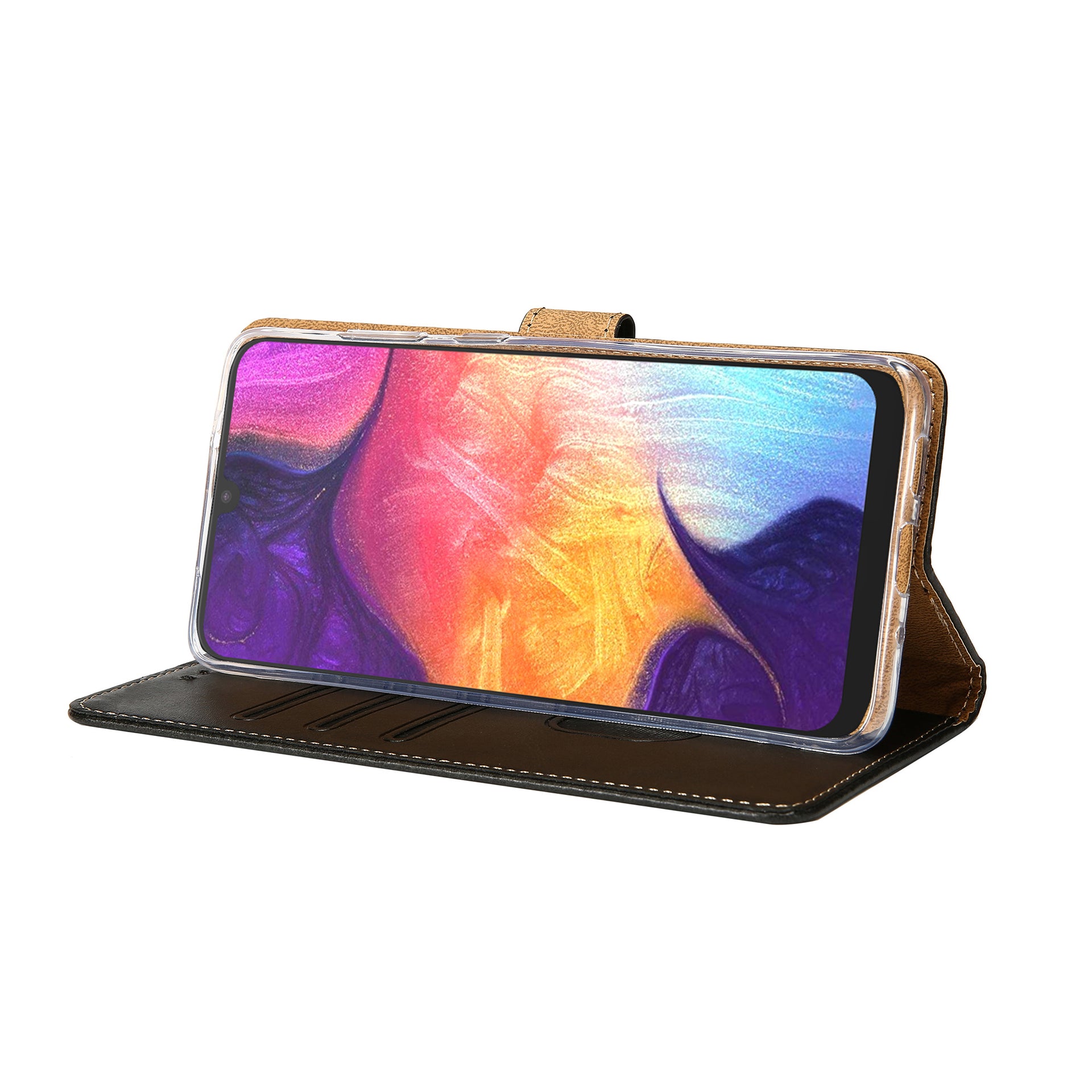Rixus Bookcase For Samsung Galaxy A50 Black