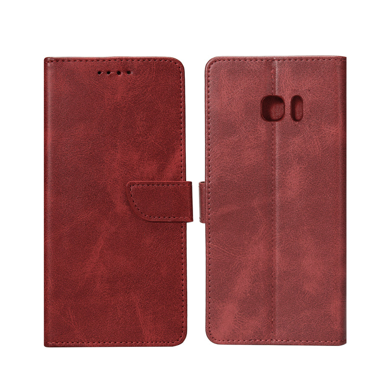 Rixus Bookcase For Samsung Galaxy S7 Edge Dark Red