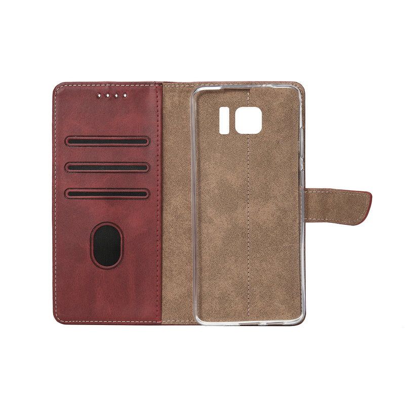 Rixus Bookcase For Samsung Galaxy S7 Edge Dark Red