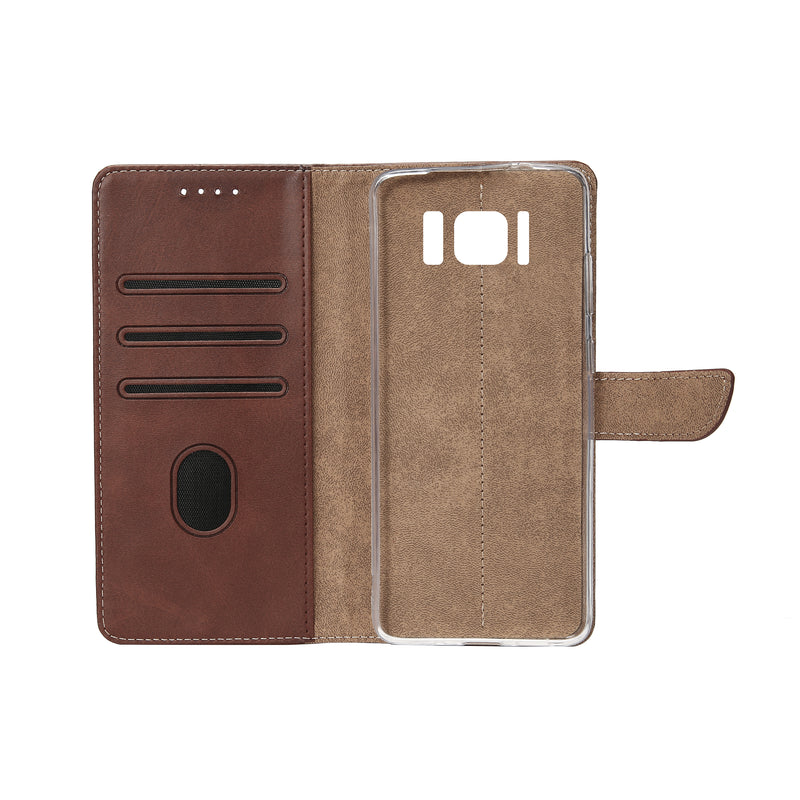 Rixus Bookcase For Samsung Galaxy S8 Brown