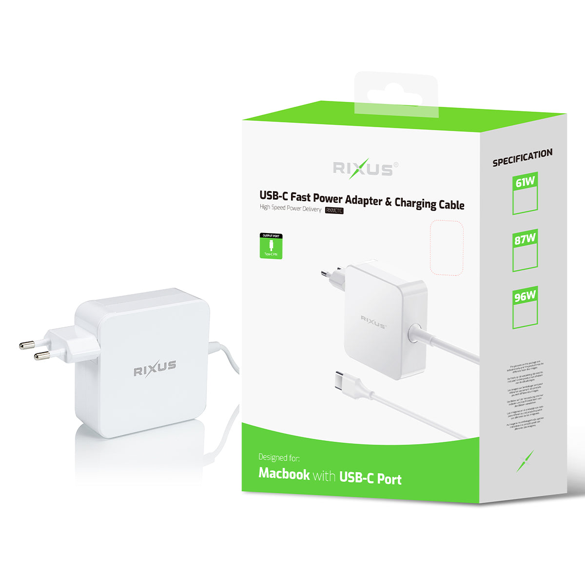 Rixus RXMCTC Power Adapter 87W USB-C White