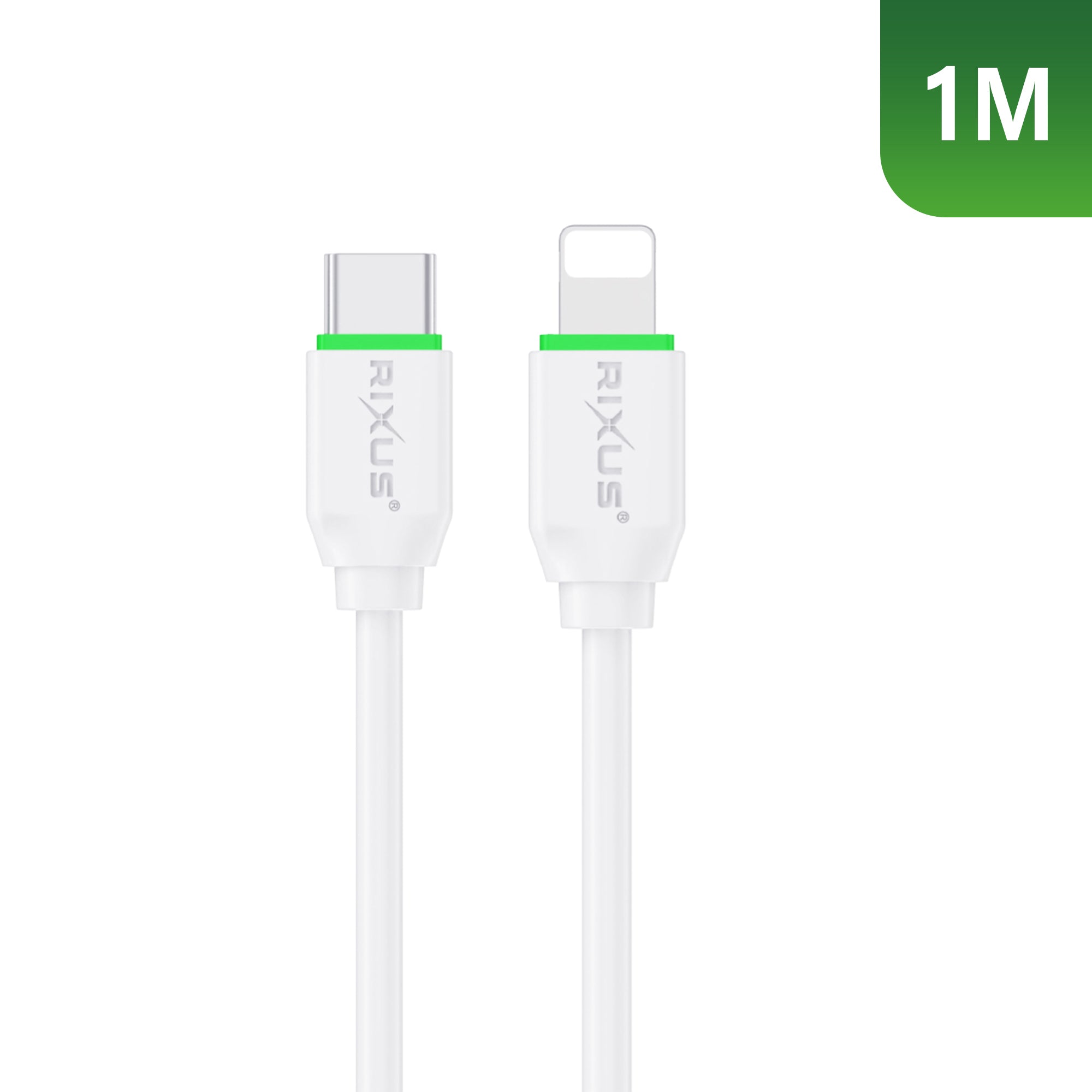 Rixus RXUC18L Fast Charging USB-C To Lightning Connector Cable White
