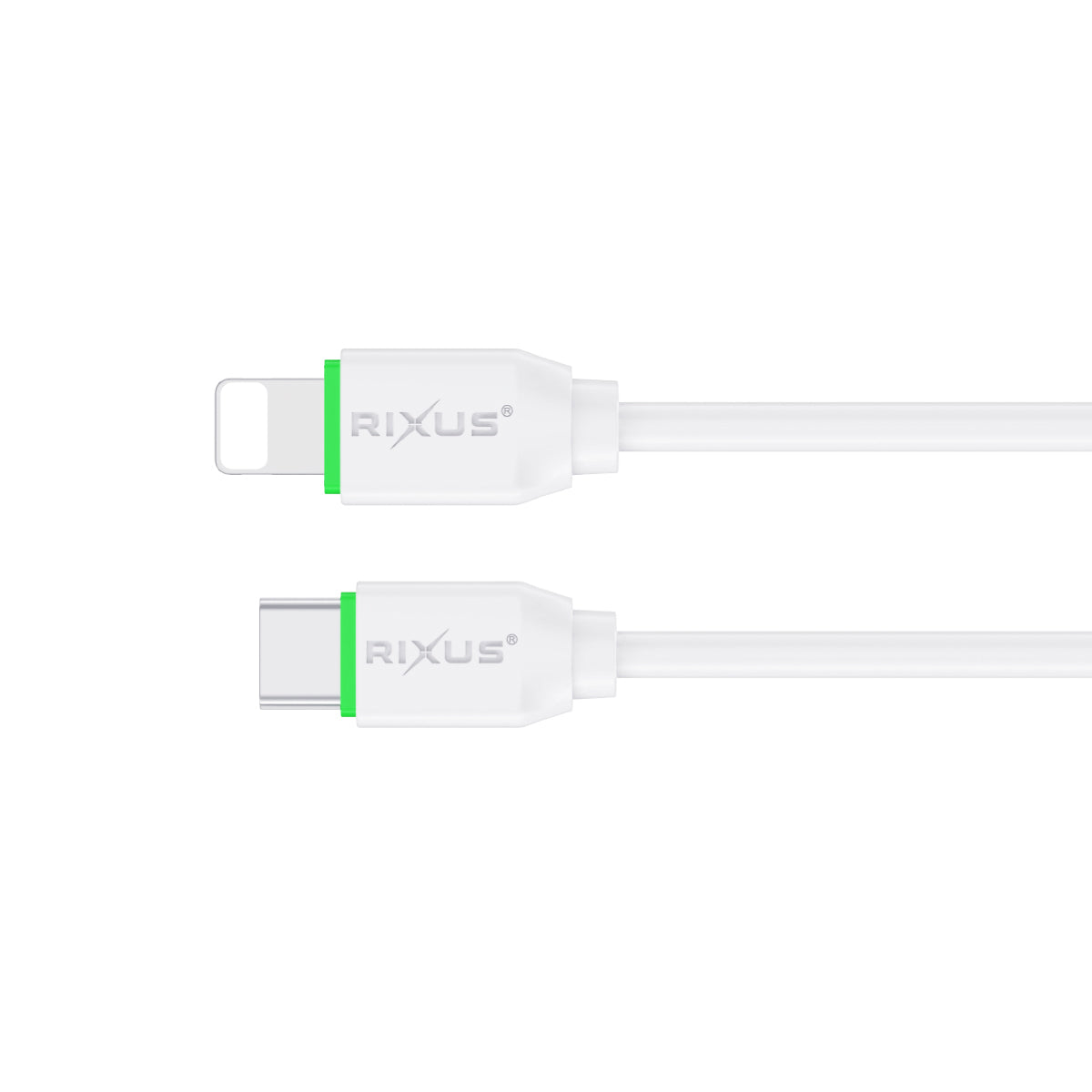 Rixus RXUC18L Fast Charging USB-C To Lightning Connector Cable White