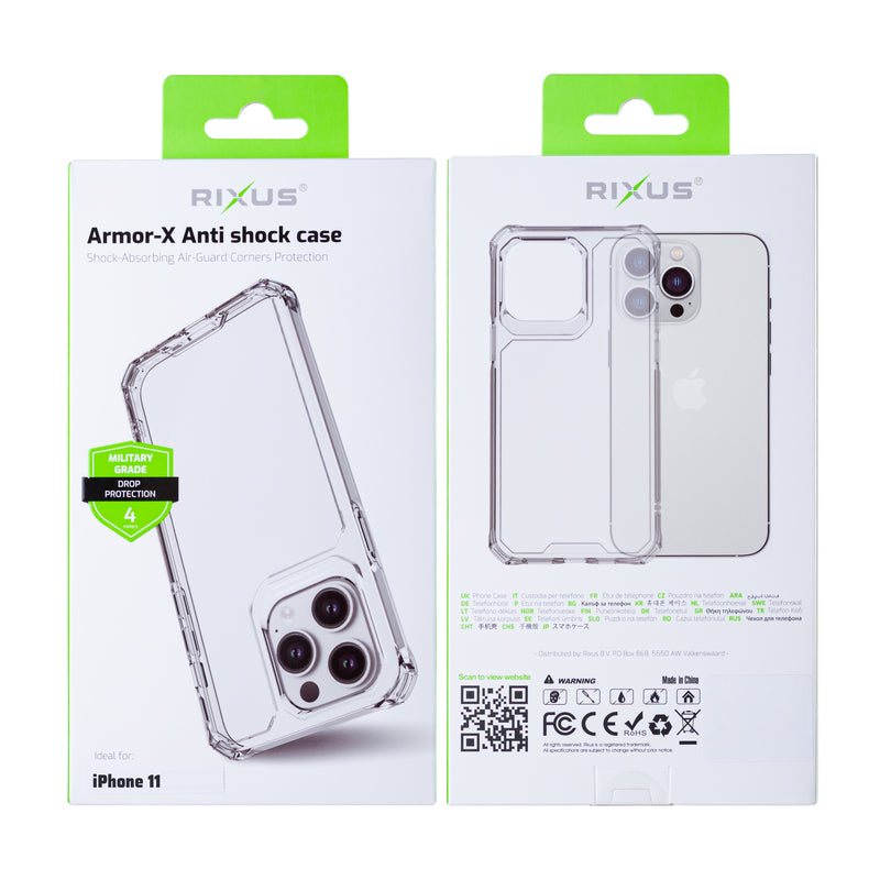 Rixus Armor-X Anti Shock Case For Apple iPhone 11 Transparent