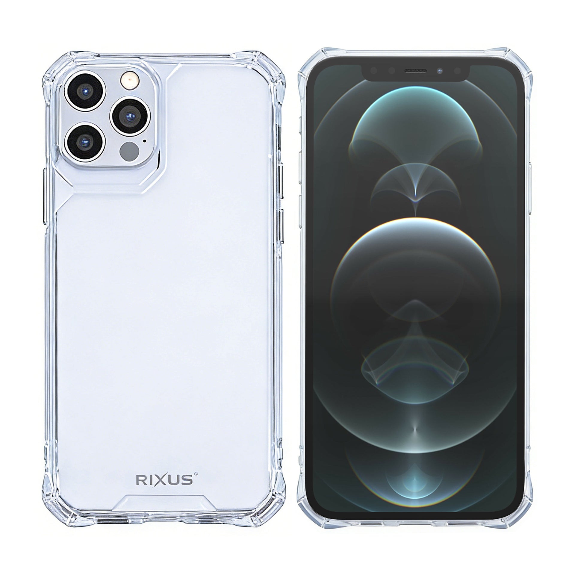 Rixus Armor-X Anti Shock Case For Apple iPhone 12, 12 Pro Transparent