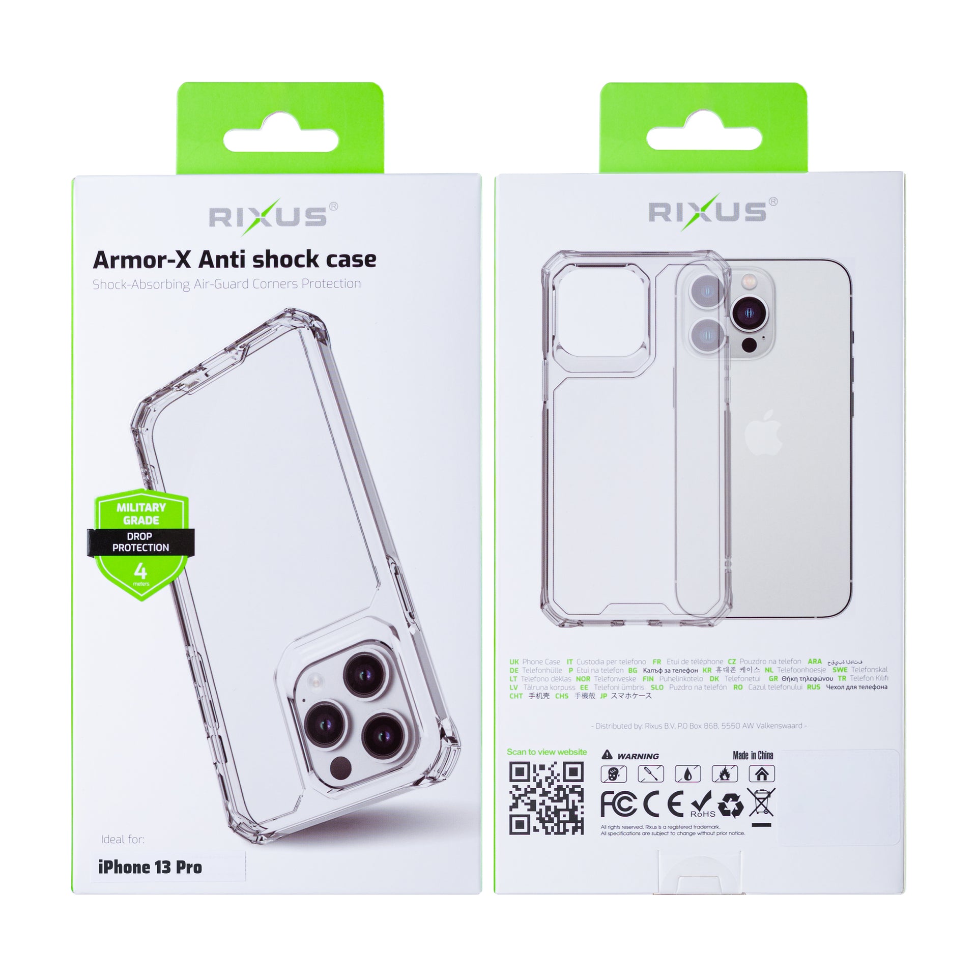 Rixus Armor-X Anti Shock Case For Apple iPhone 13 Pro Transparent