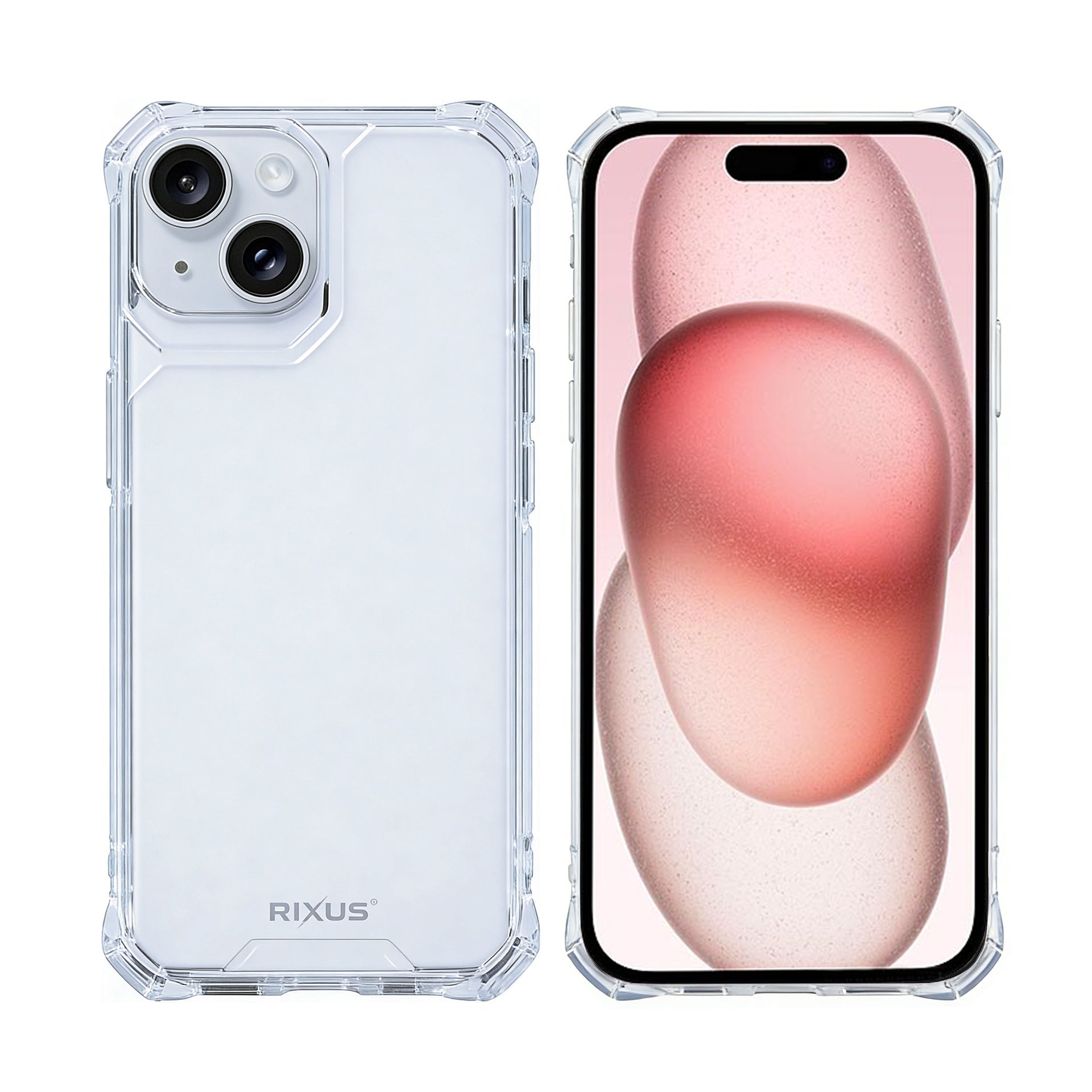 Rixus Armor-X Anti Shock Case For Apple iPhone 15 Plus Transparent