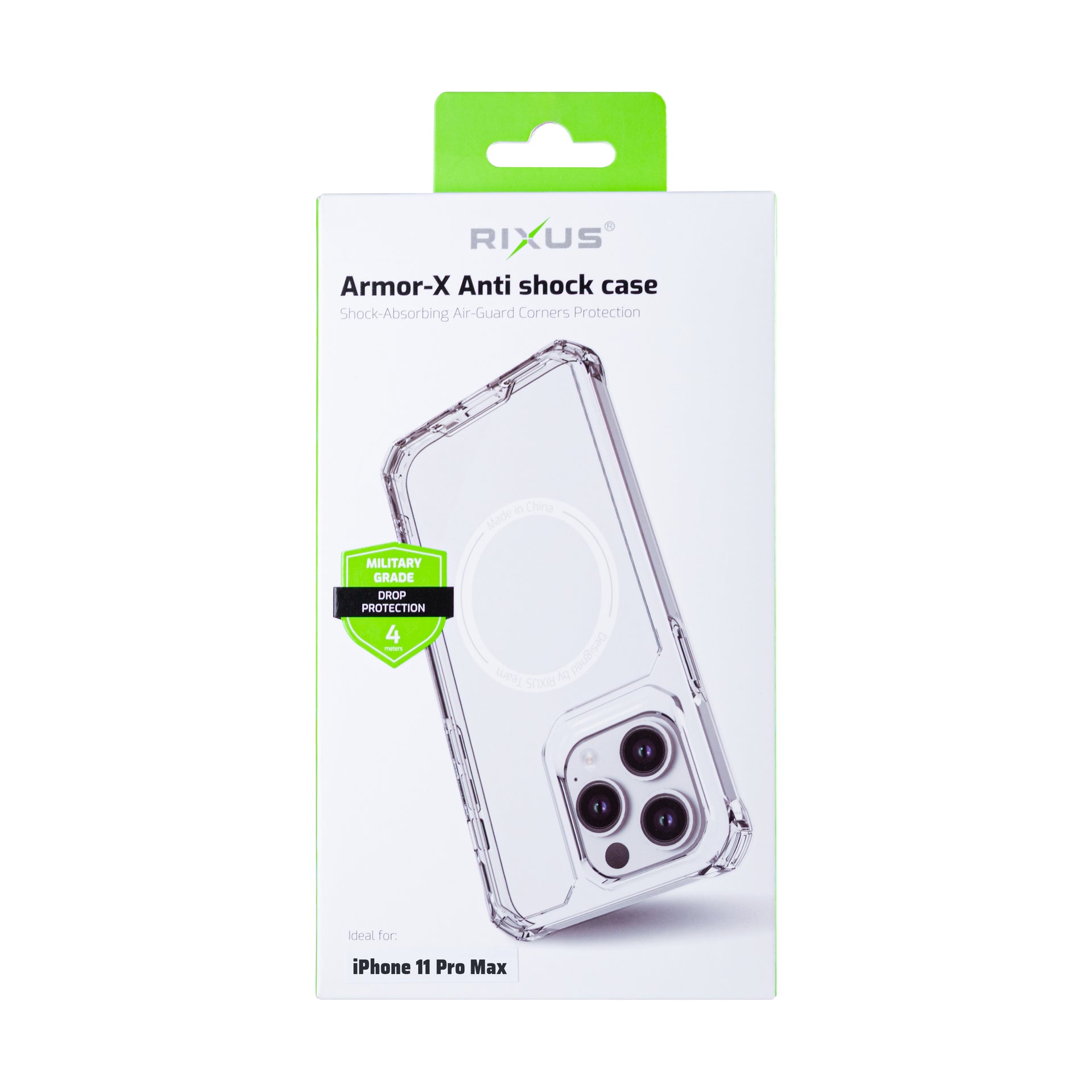 Rixus Armor-X Anti Shock Case With MagSafe Compatible For Apple iPhone 11 Pro Max Transparent