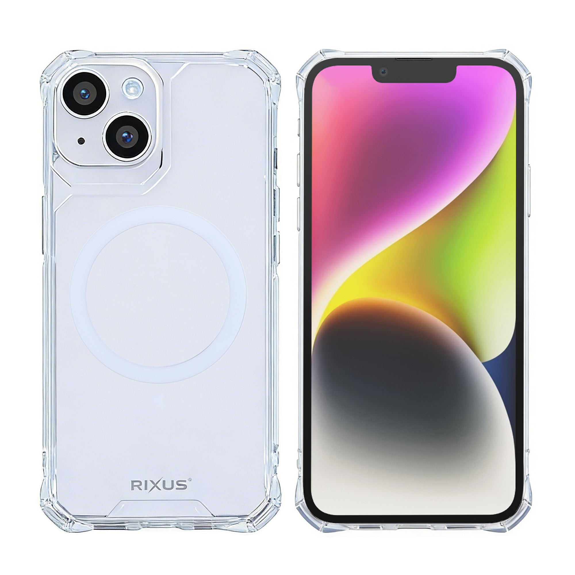 Rixus Armor-X Anti Shock Case With MagSafe Compatible For Apple iPhone 14 Transparent