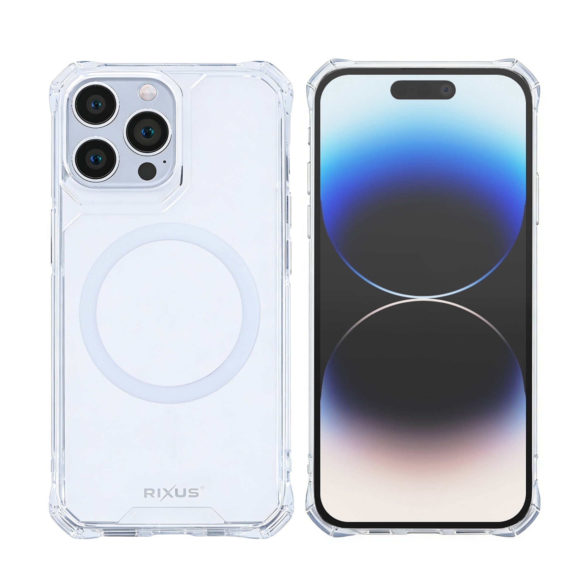 Rixus Armor-X Anti Shock Case With MagSafe Compatible For Apple iPhone 14 Pro Transparent