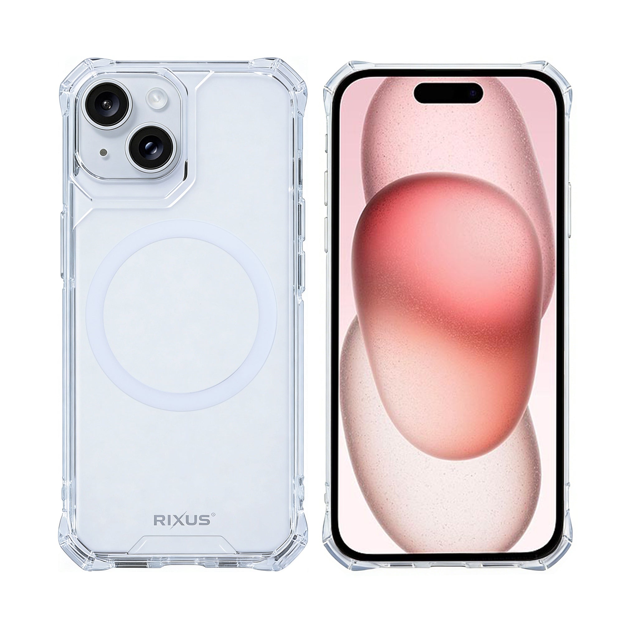 Rixus Armor-X Anti Shock Case With MagSafe Compatible For Apple iPhone 15 Plus Transparent