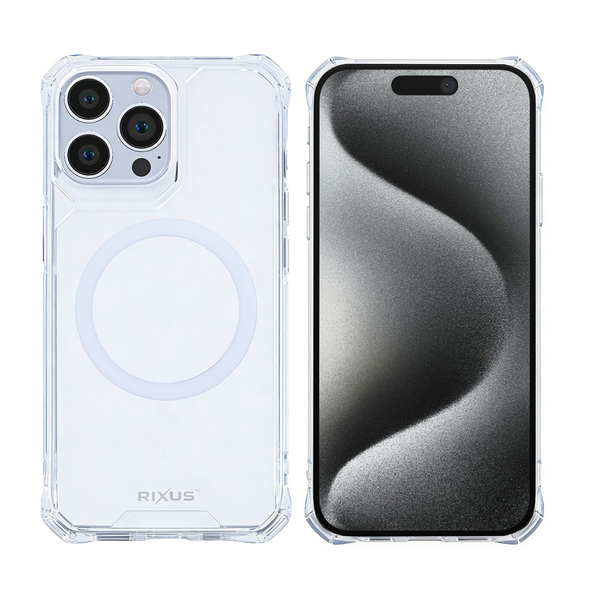 Rixus Armor-X Anti Shock Case With MagSafe Compatible For AppleiPhone 15 Pro Transparent