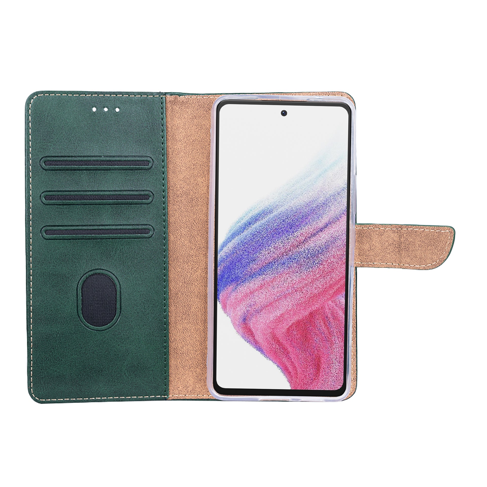Rixus Bookcase For Samsung Galaxy A53 5G Dark Green