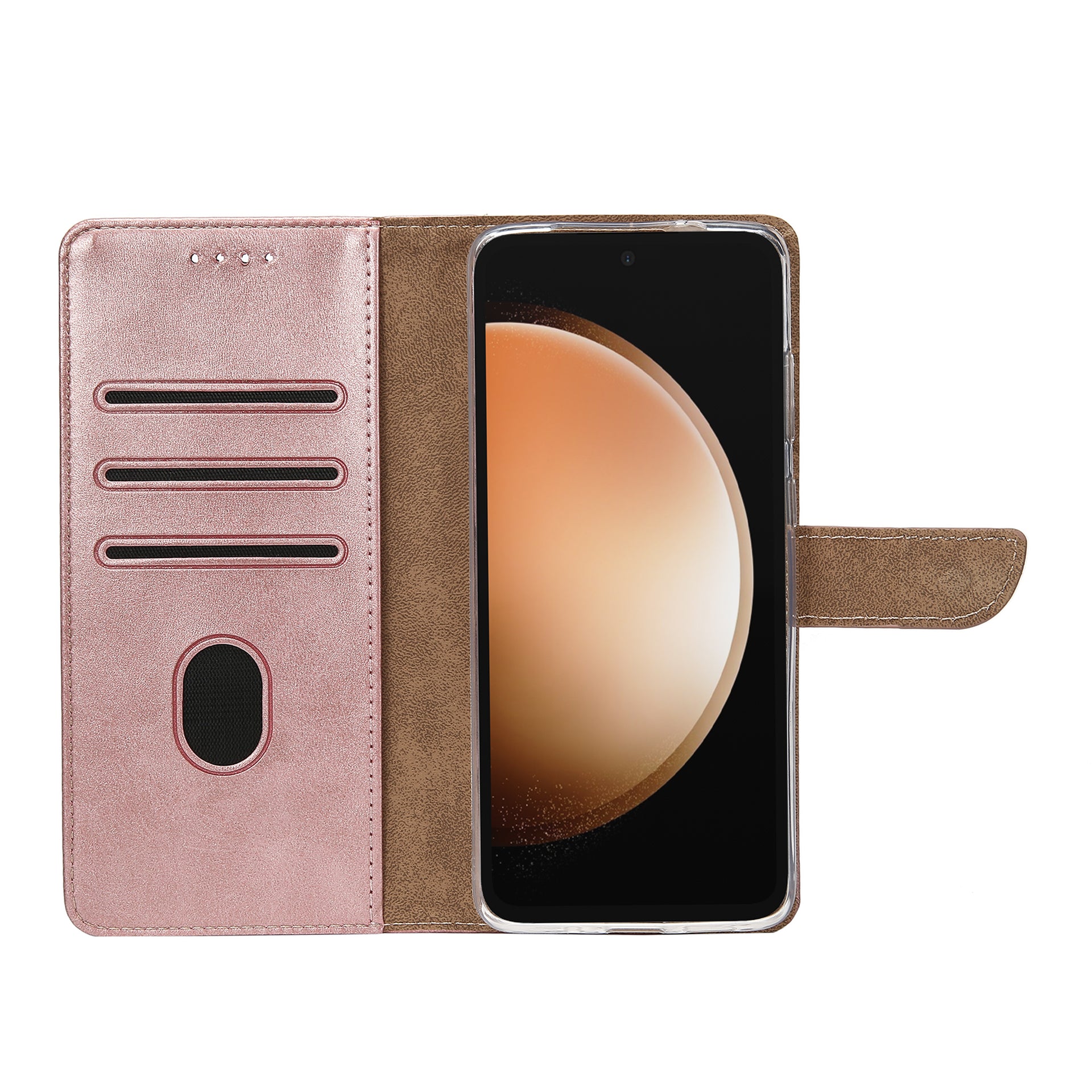Rixus Bookcase For Samsung Galaxy S23 FE Pink