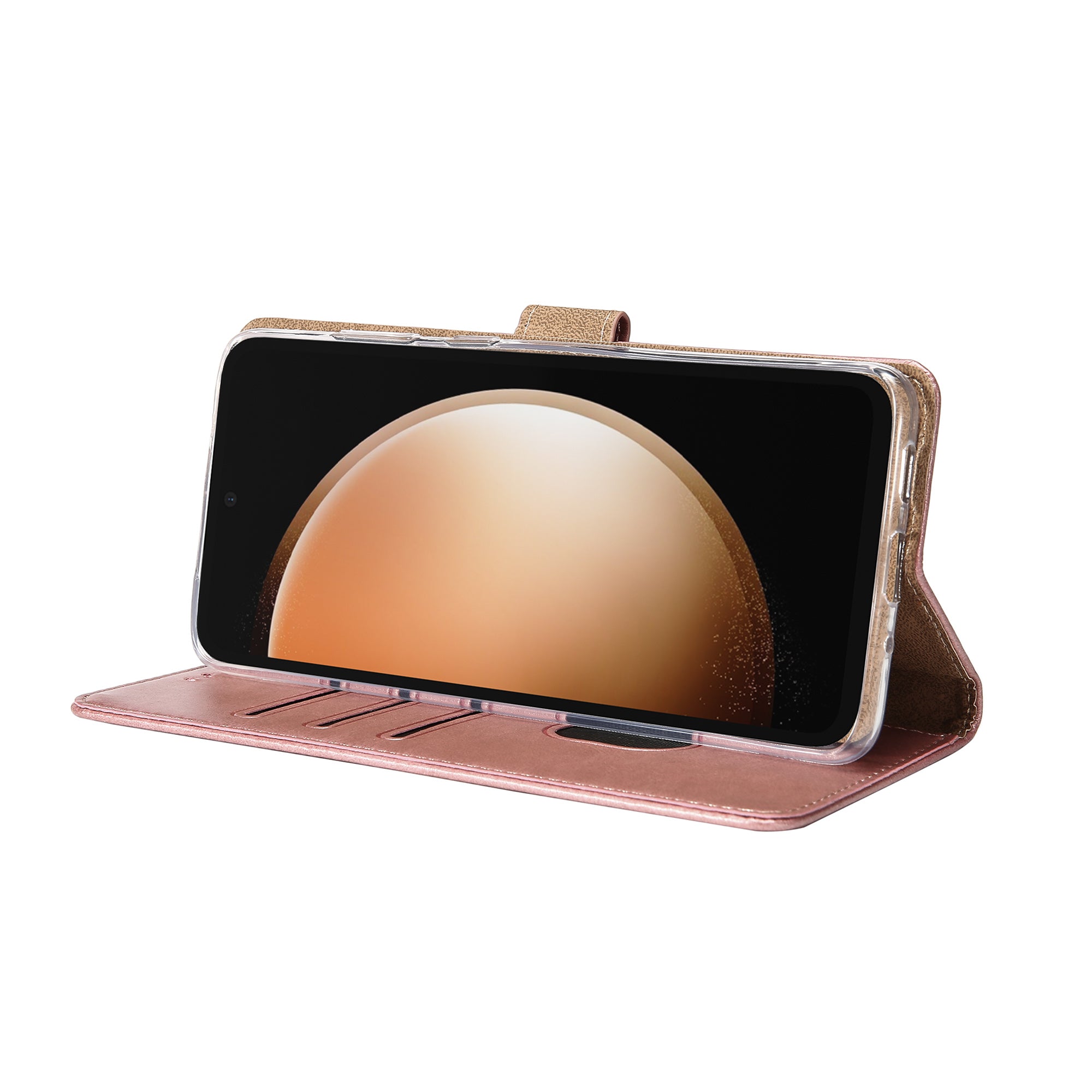 Rixus Bookcase For Samsung Galaxy S23 FE Pink