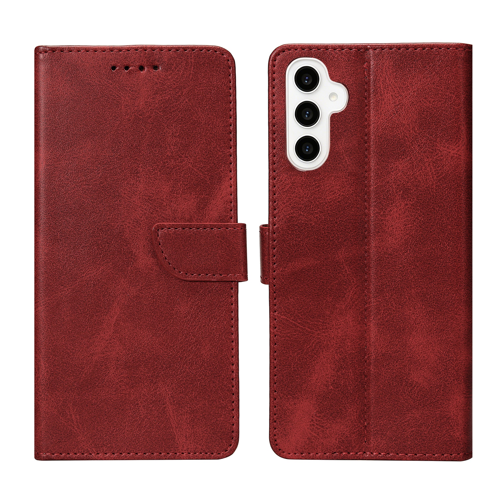Rixus Bookcase For Samsung Galaxy S23 FE Dark Red