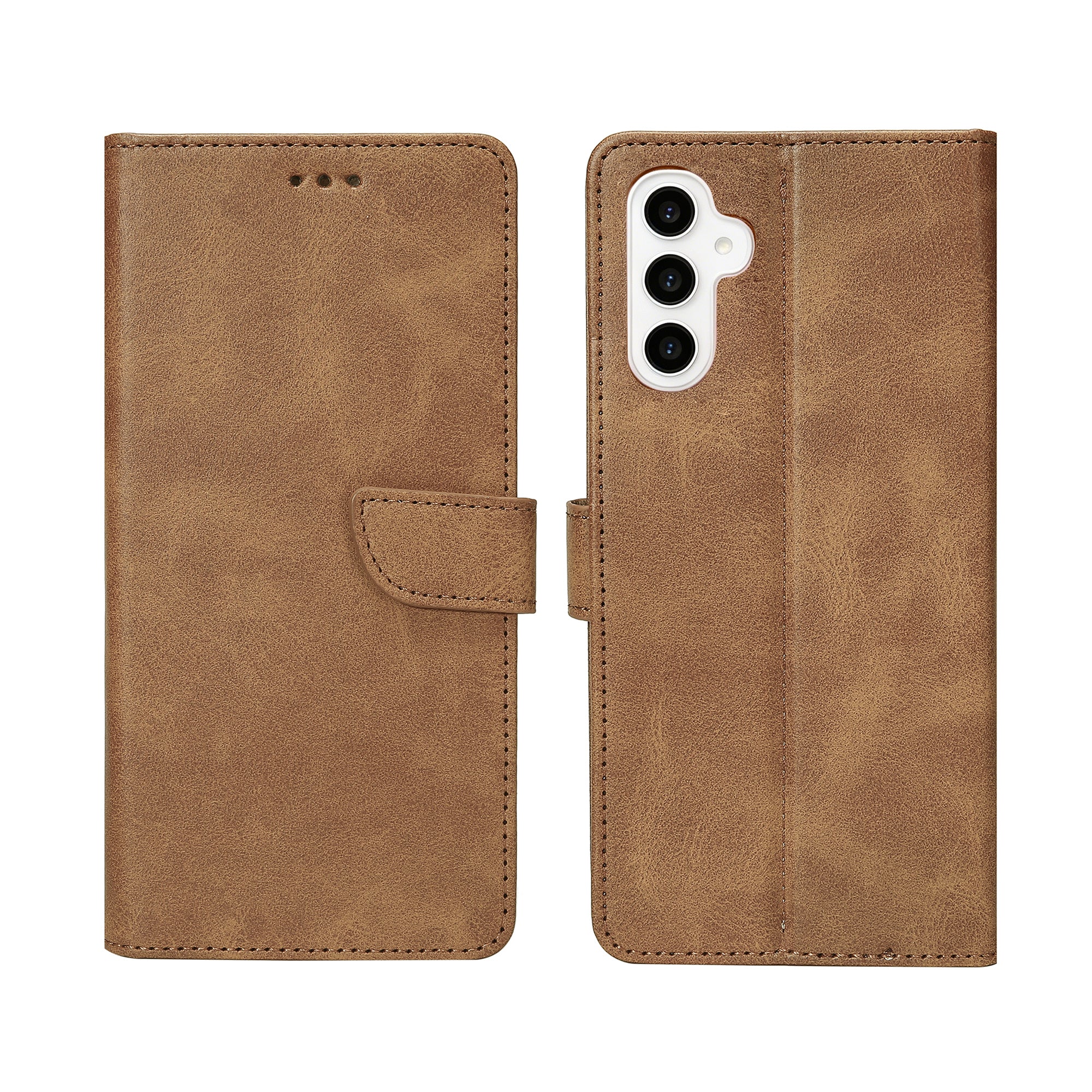 Rixus Bookcase For Samsung Galaxy S23 FE Light Brown