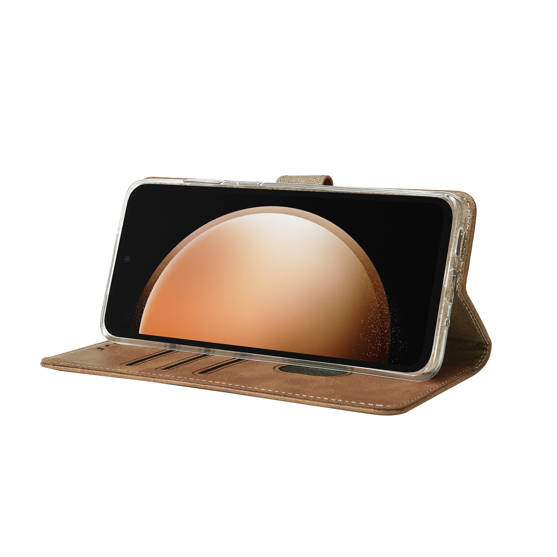 Rixus Bookcase For Samsung Galaxy S23 FE Light Brown