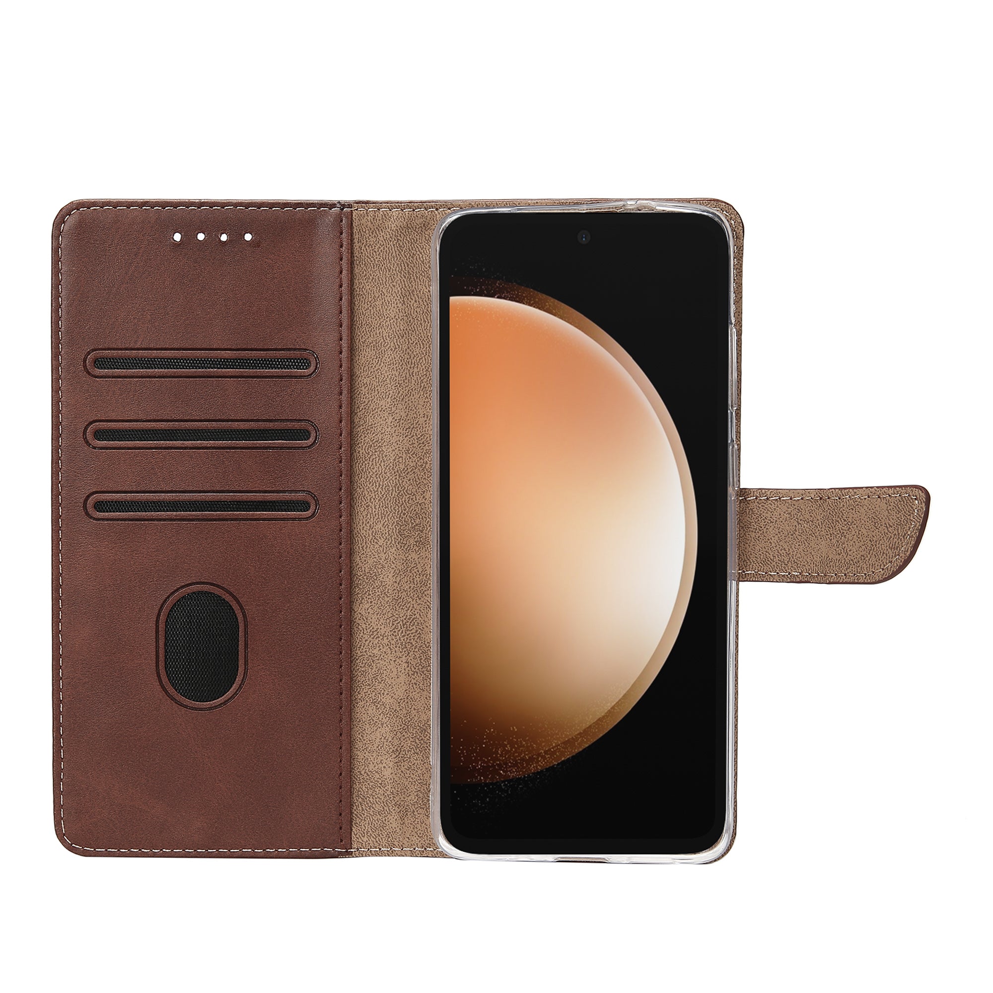 Rixus Bookcase For Samsung Galaxy S23 FE Brown