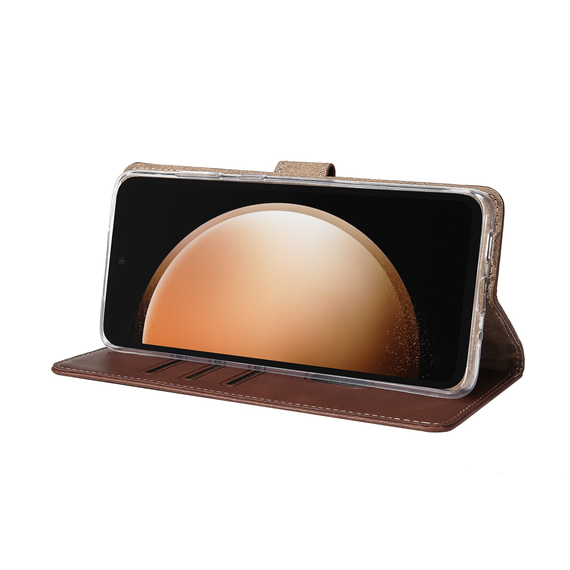 Rixus Bookcase For Samsung Galaxy S23 FE Brown