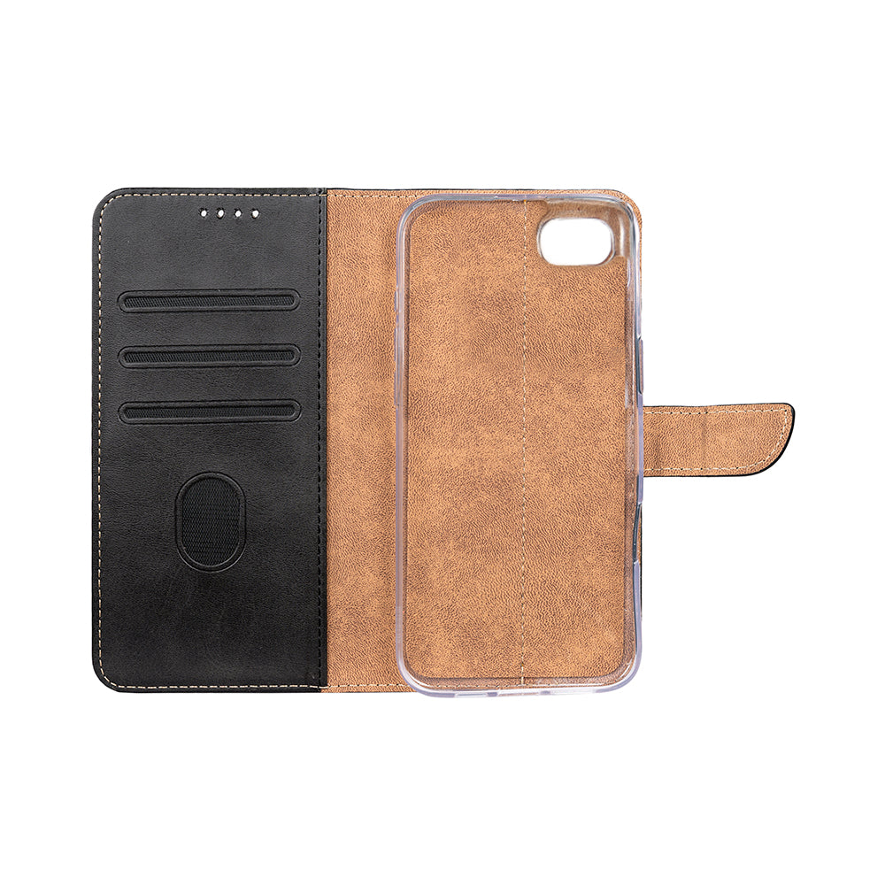 Rixus Bookcase For Apple iPhone SE (2020) Black