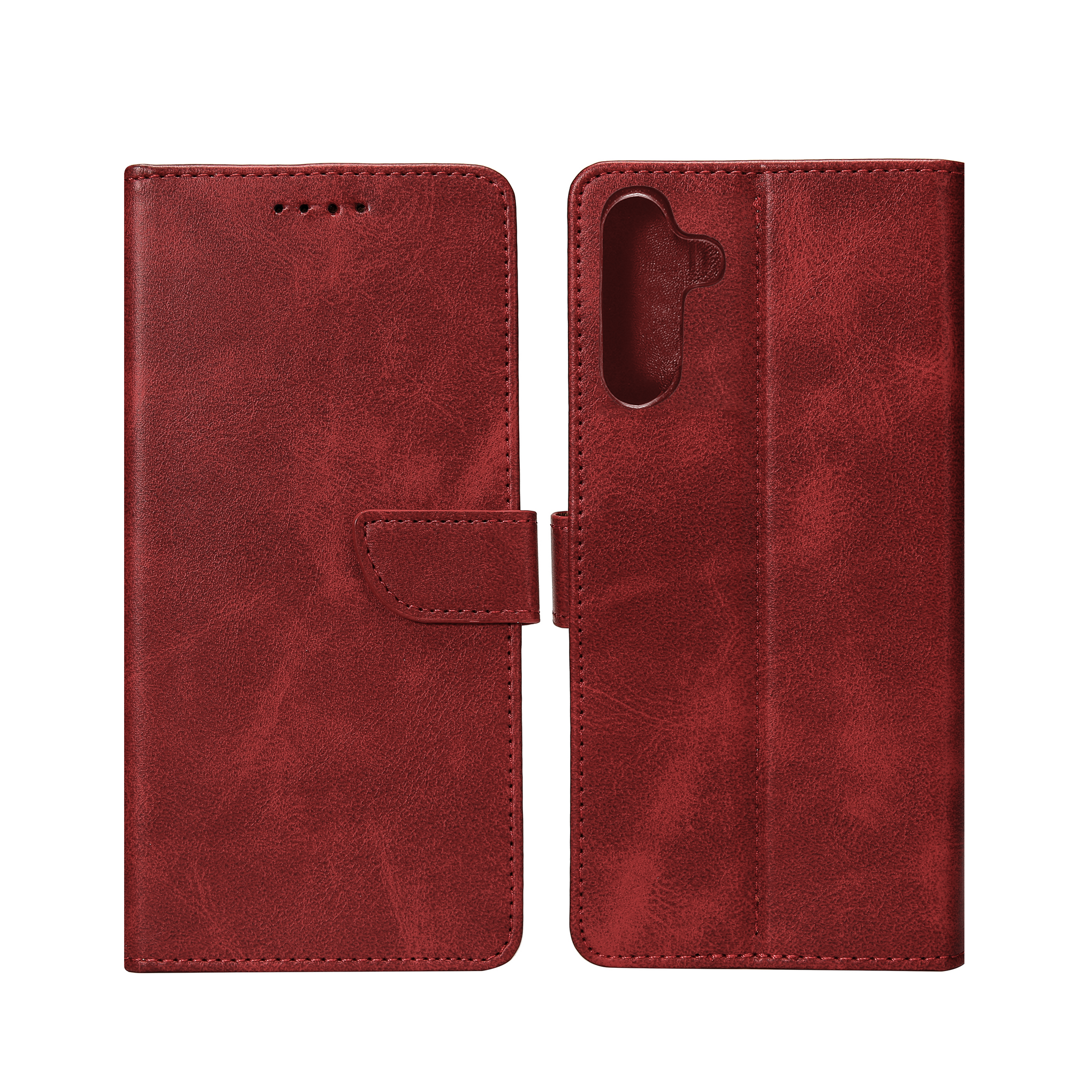 Rixus Bookcase For Samsung Galaxy A24 4G Dark Red