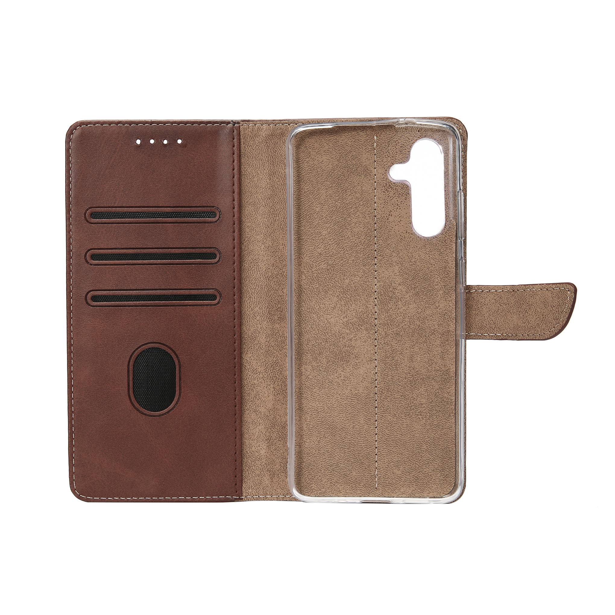 Rixus Bookcase For Samsung Galaxy A24 4G Dark Brown