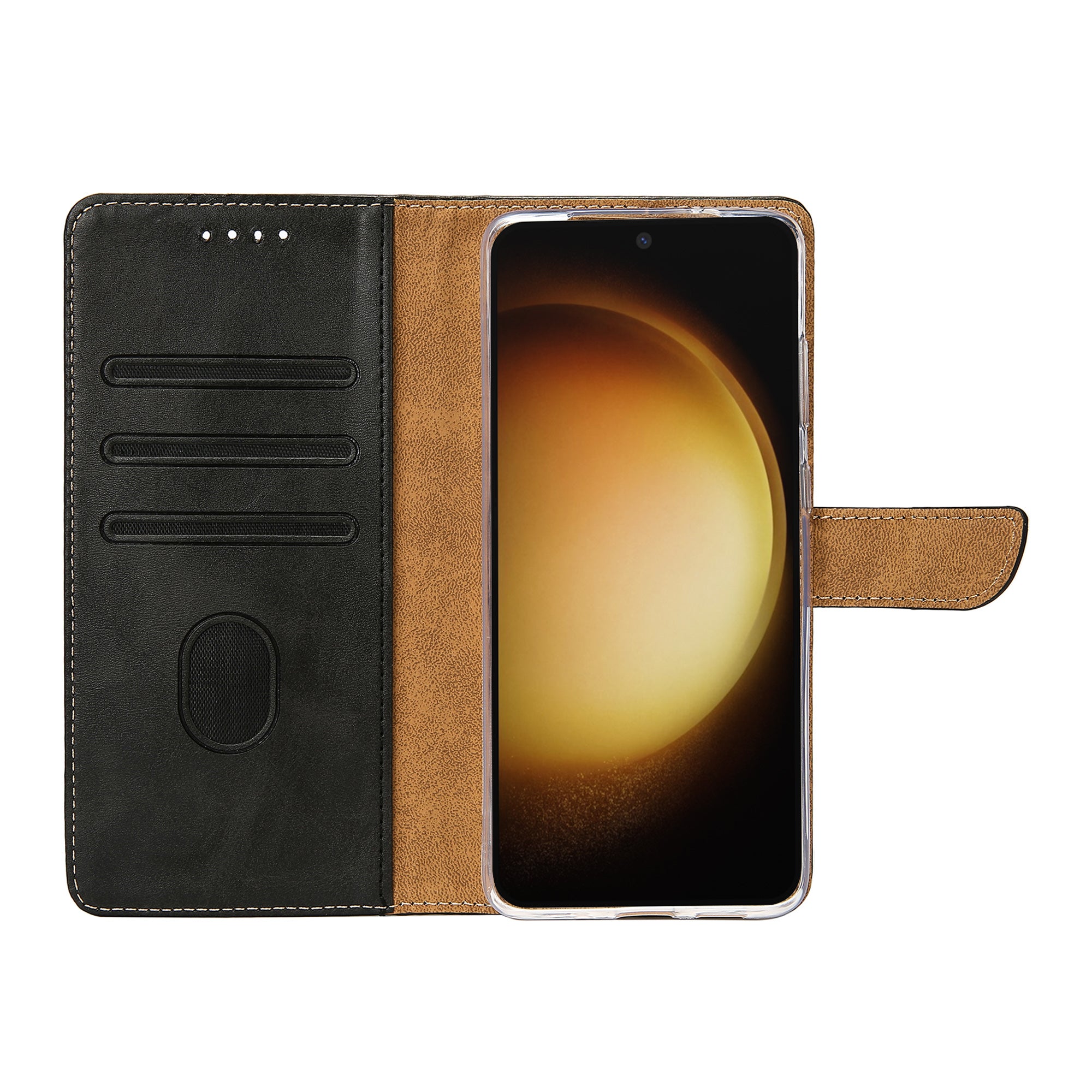 Rixus Bookcase For Samsung Galaxy S23 Black